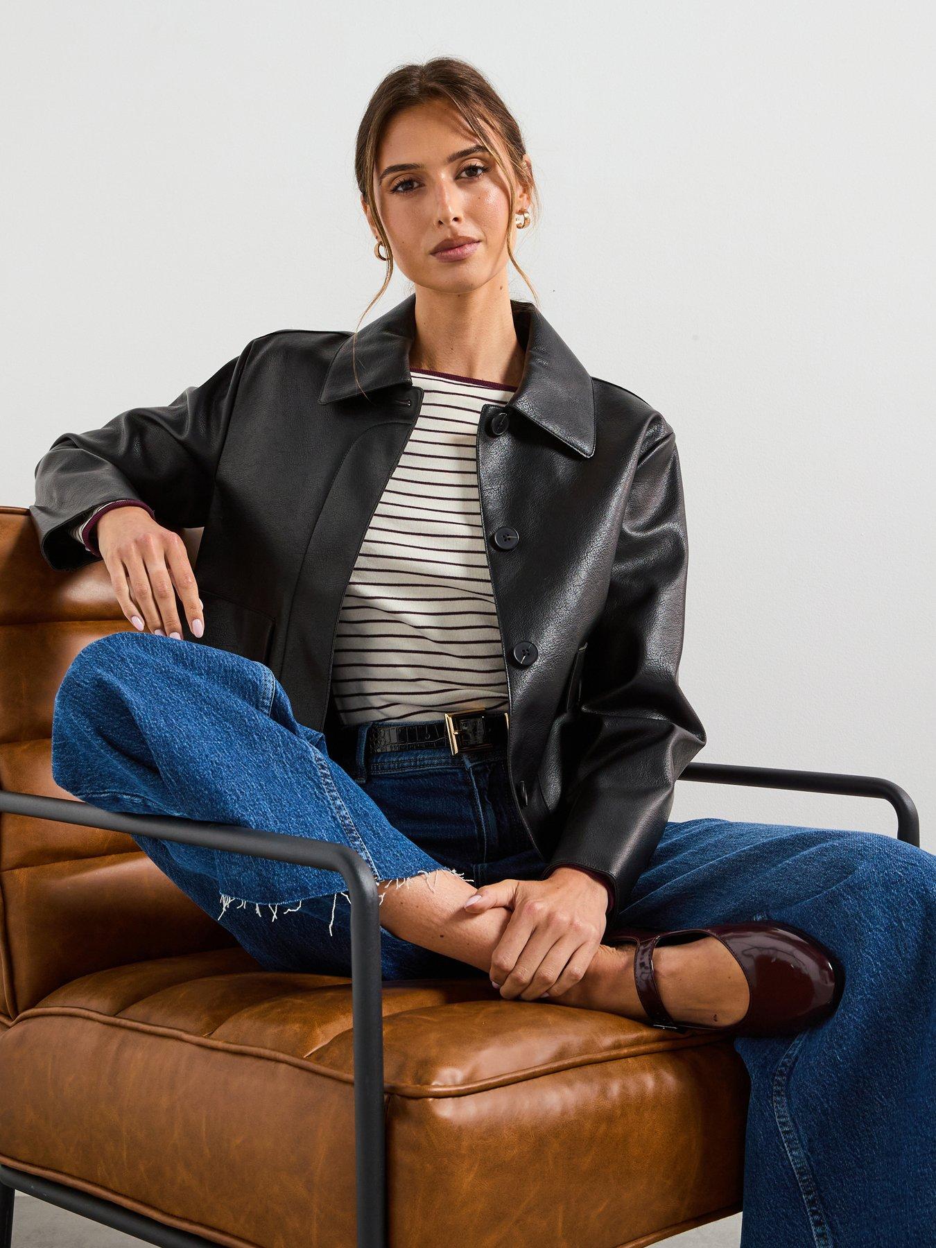 mango-leather-effect-jacket-with-pockets-black