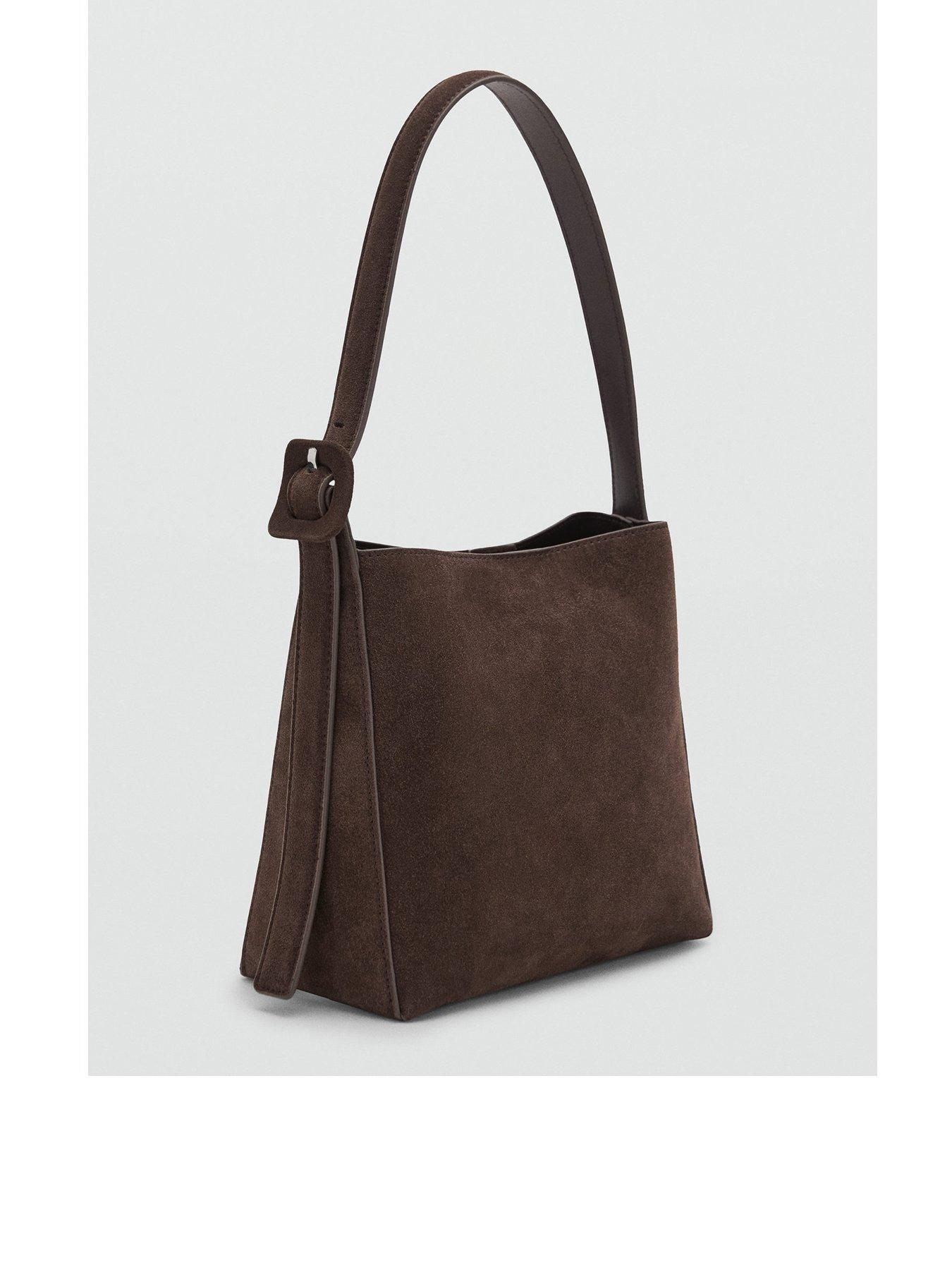undefined Suede Leather Shopper Bag - Brown