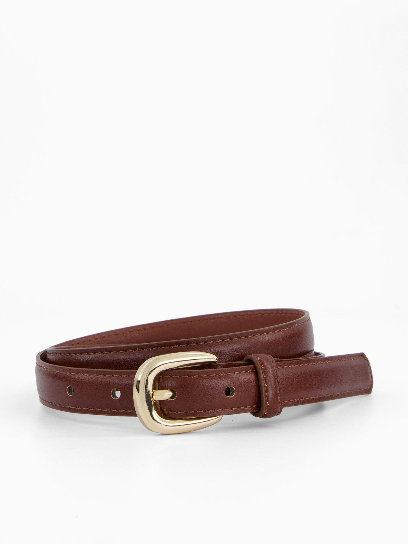undefined Thin Belt With Metal Buckle - Brown