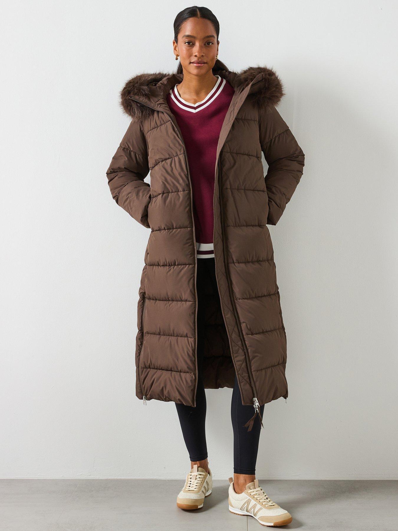 Mango Padded Anorak With Faux Fur Ef Very