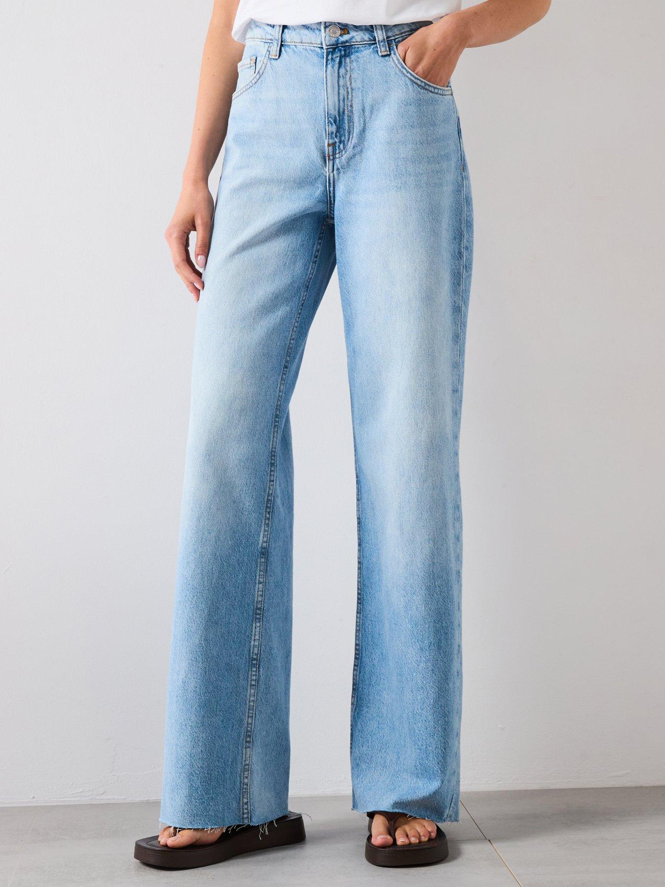 undefined Danila Wide Leg High Rise Jeans - Blue