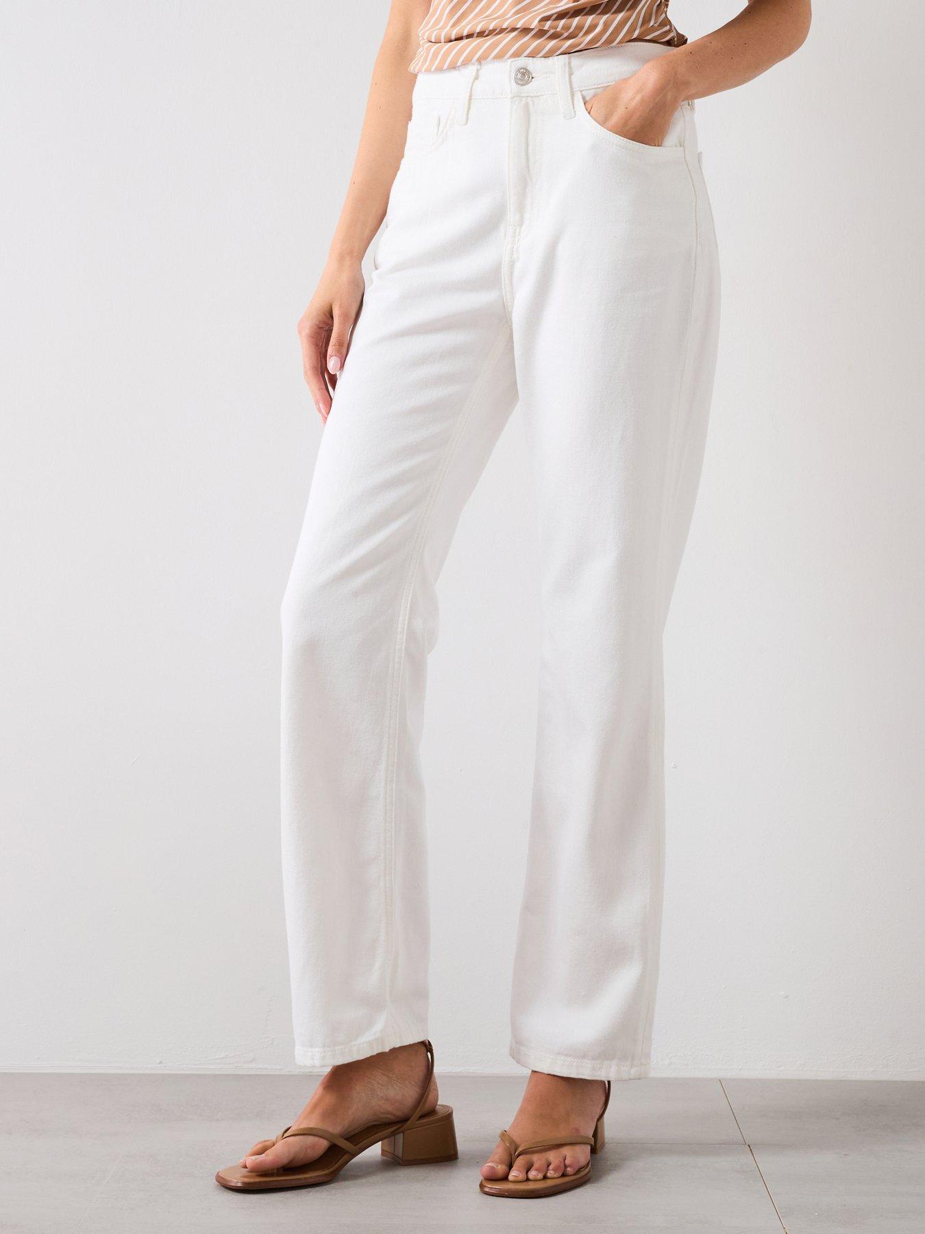 undefined Matilda Mid Rise Straight Fit Jeans - White