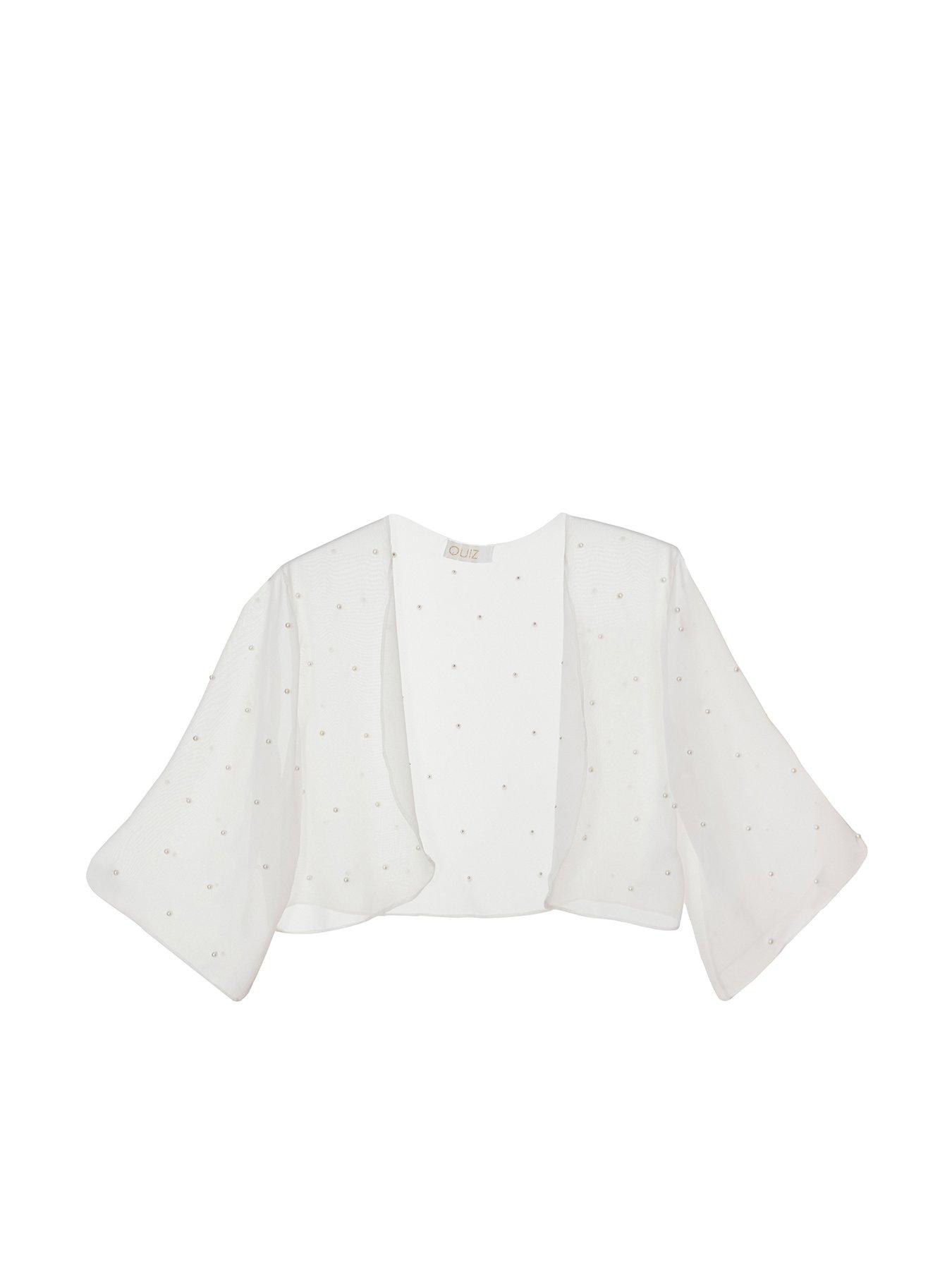 undefined White Crop Sleeve Cover Up