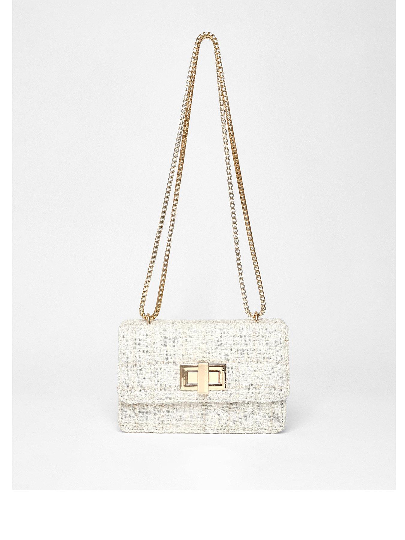 undefined Cream Boucle Cross Body Bag