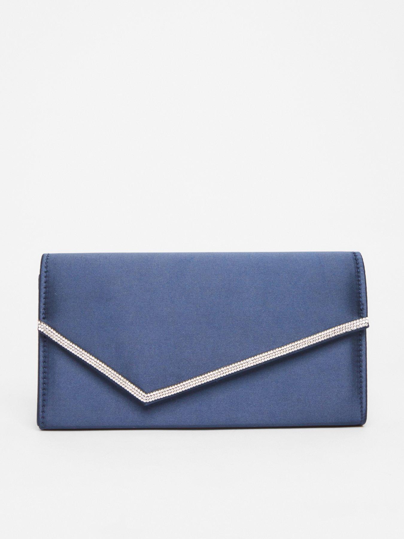 undefined Navy Diamante Clutch