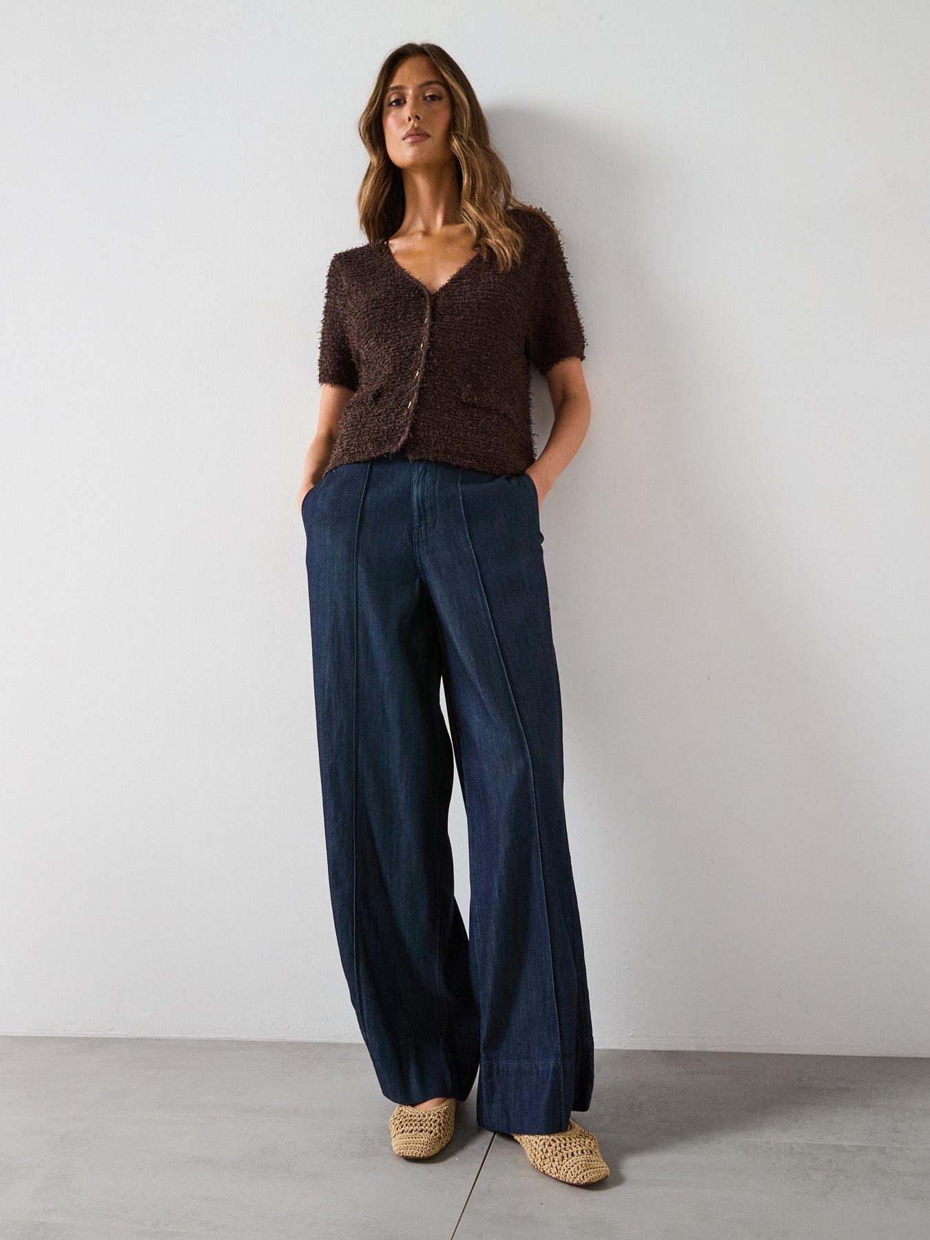 Image 3 of 6 of Mango Short Sleeved Boucle Cardigan - Brown