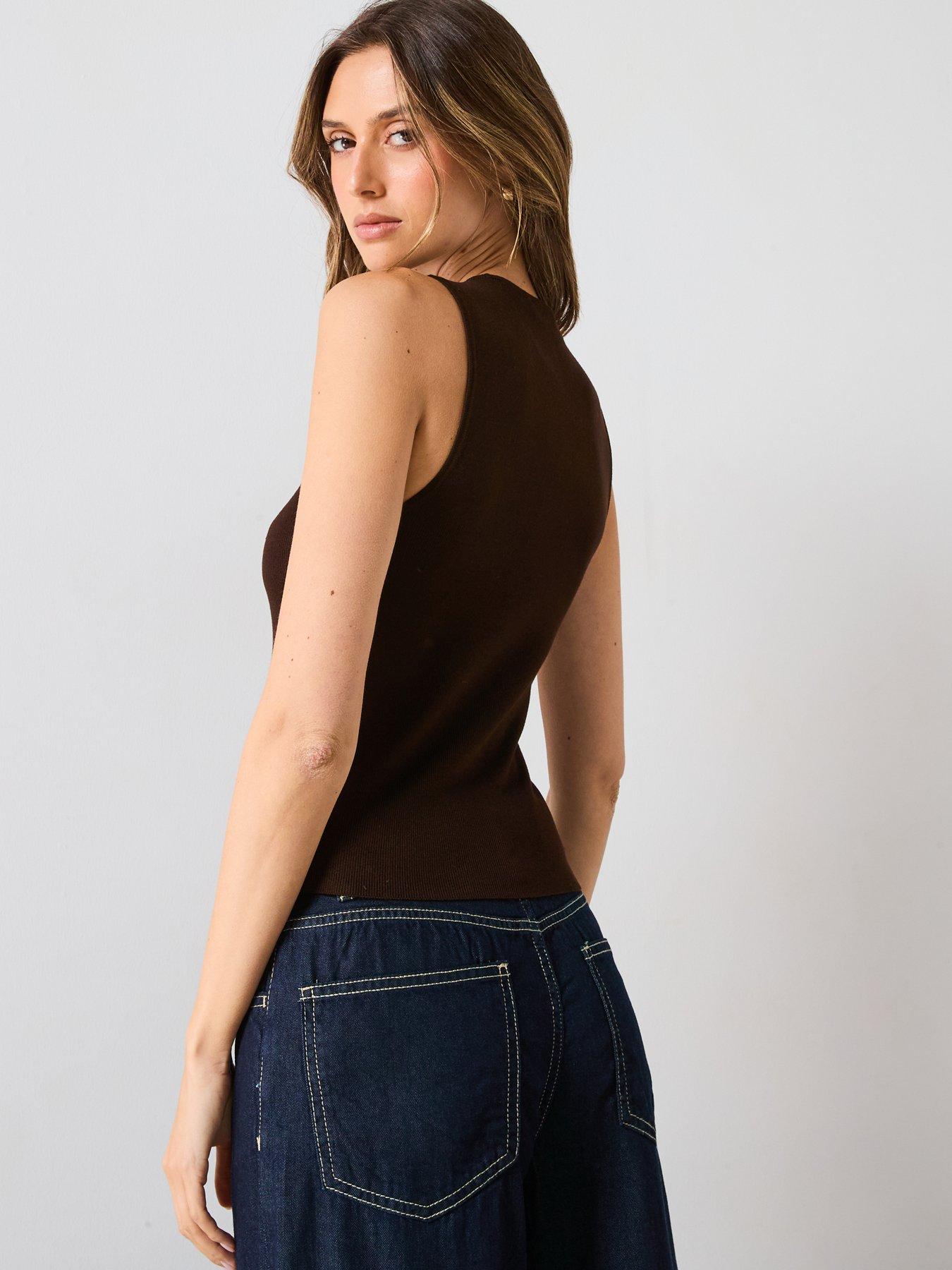Image 2 of 6 of Mango Fine Knit Top - Brown