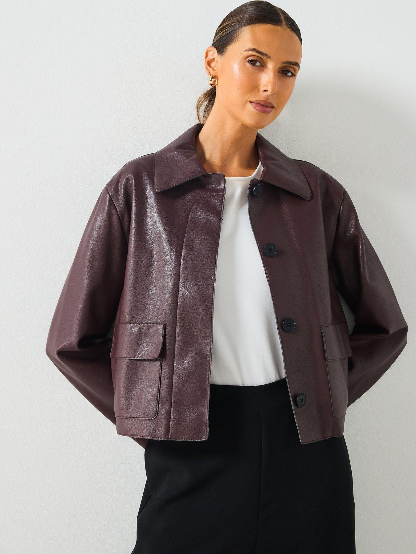 undefined Leather Effect Jacket With Pockets