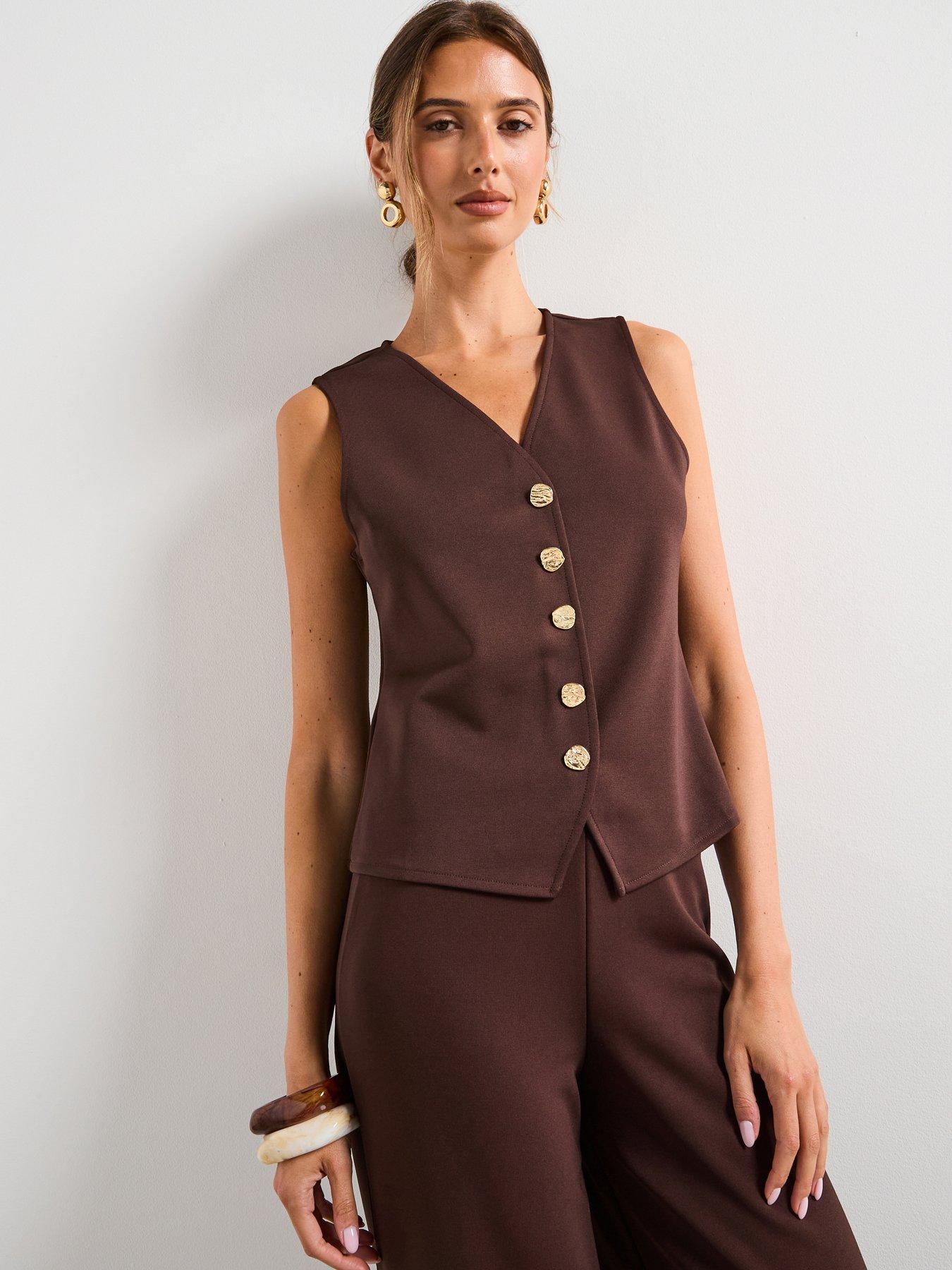 Mango Waistcoat Salve Brown Very