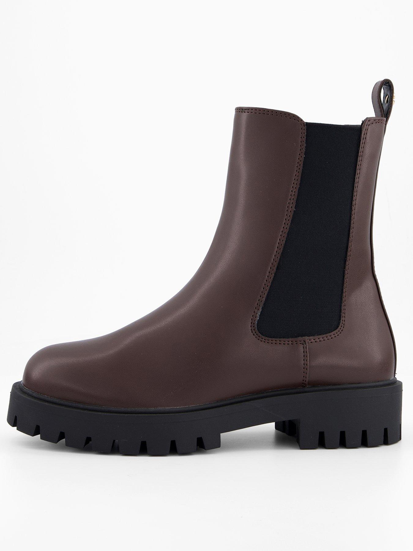 Mango Faux Leather Chunky Ankle Boot Brown Very