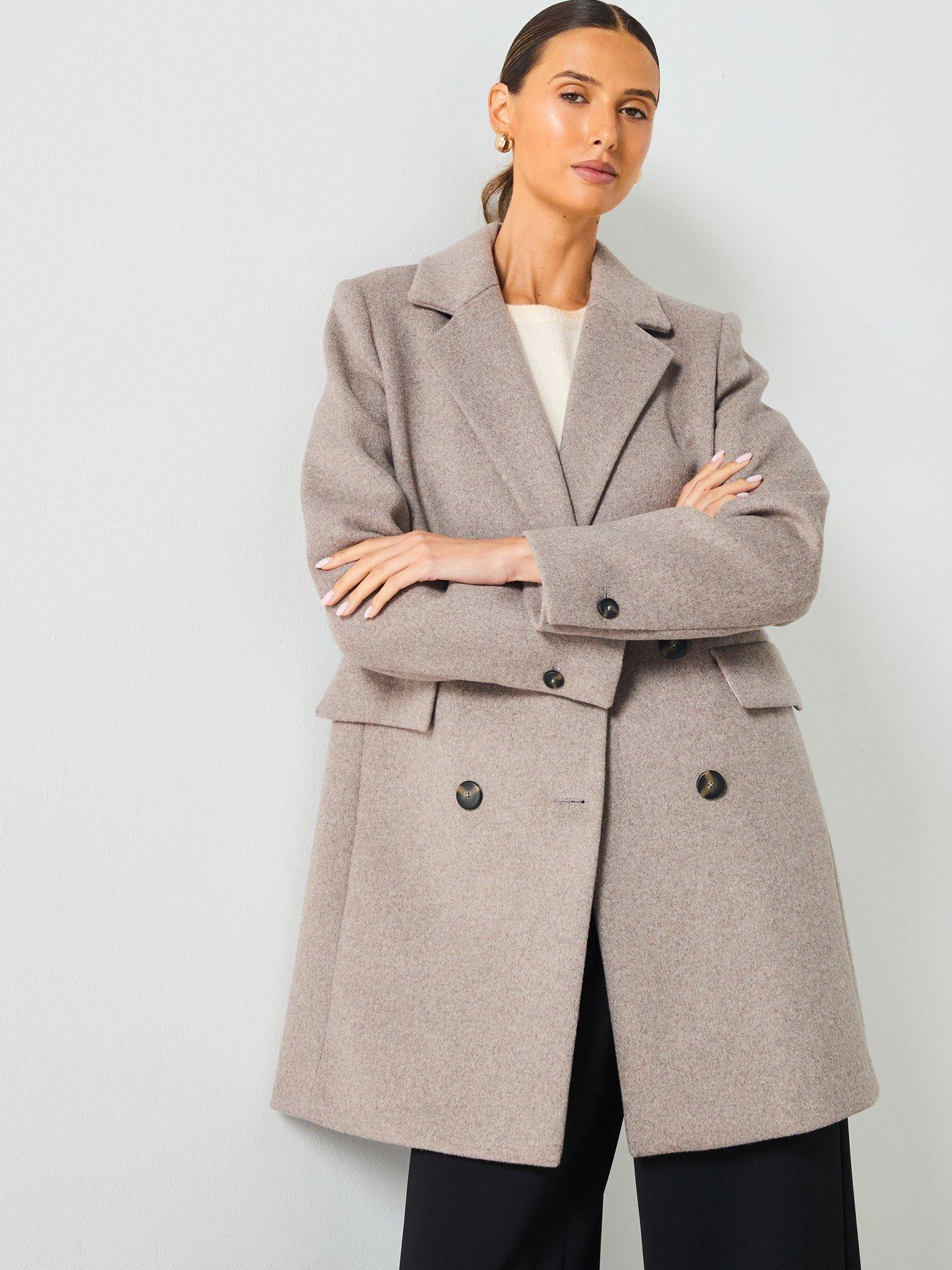 Mango Double Breasted Fitted Coat - Beige