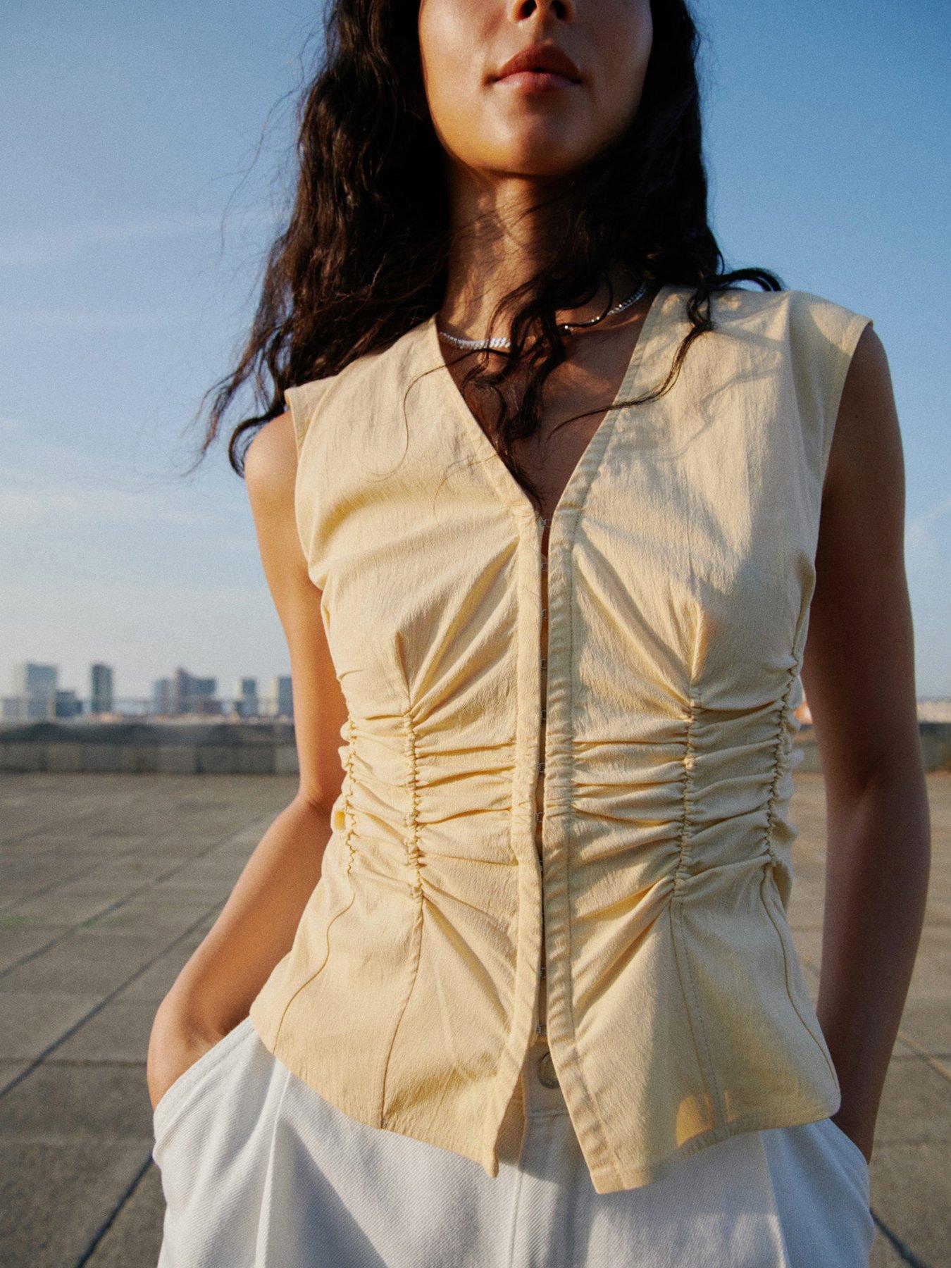 undefined Gathered Cotton Blouse