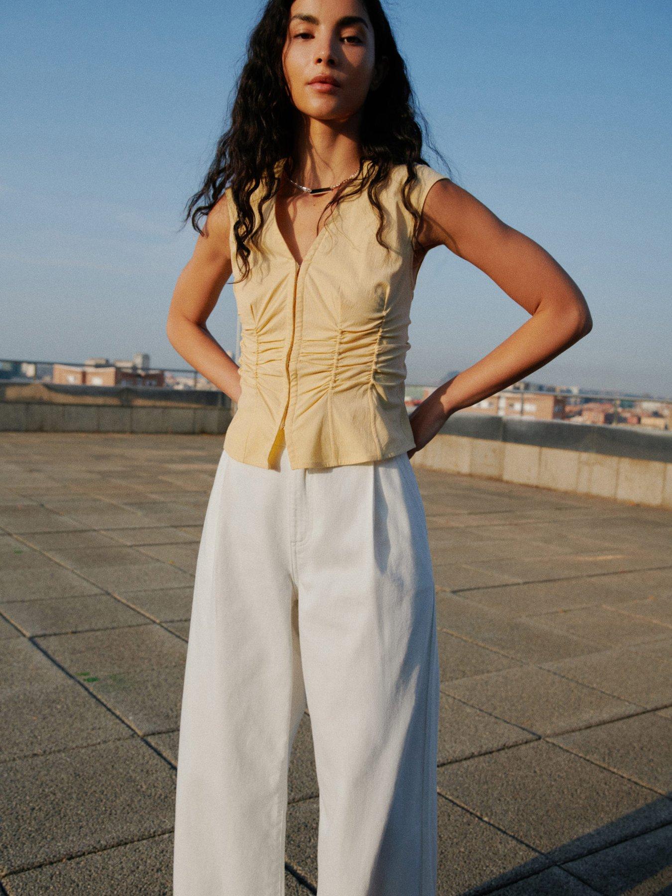 Image 3 of 6 of Mango Gathered Cotton Blouse