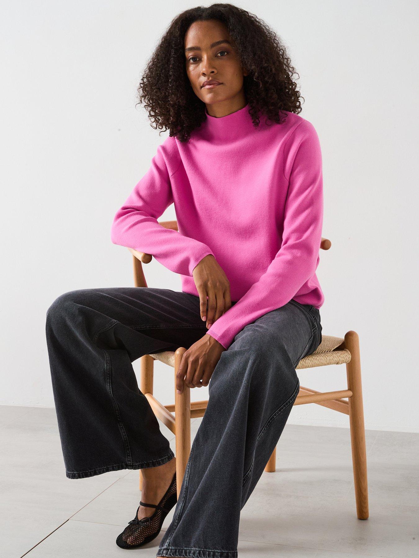 undefined High Neck Sweater - Pink