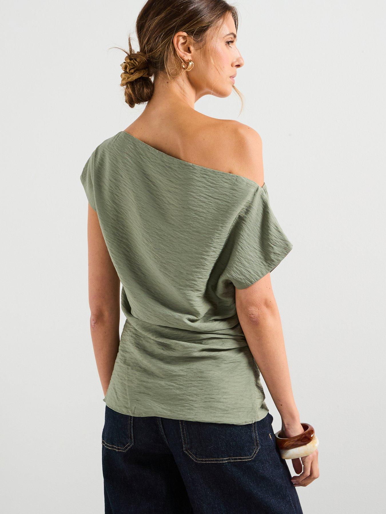 Image 2 of 6 of Mango Modal Blouse with Asymmetrical Collar - Blue