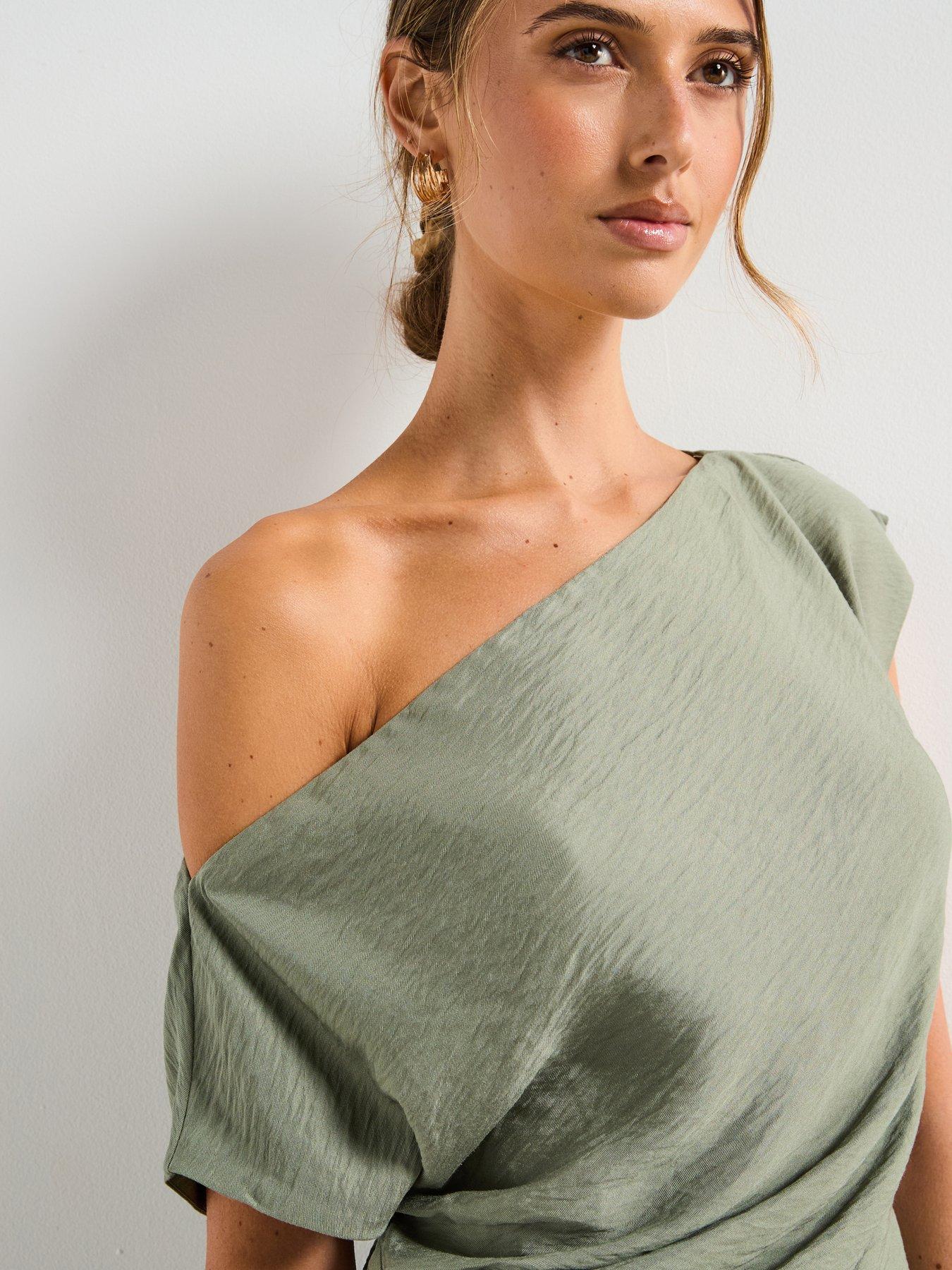 Image 4 of 6 of Mango Modal Blouse with Asymmetrical Collar - Blue
