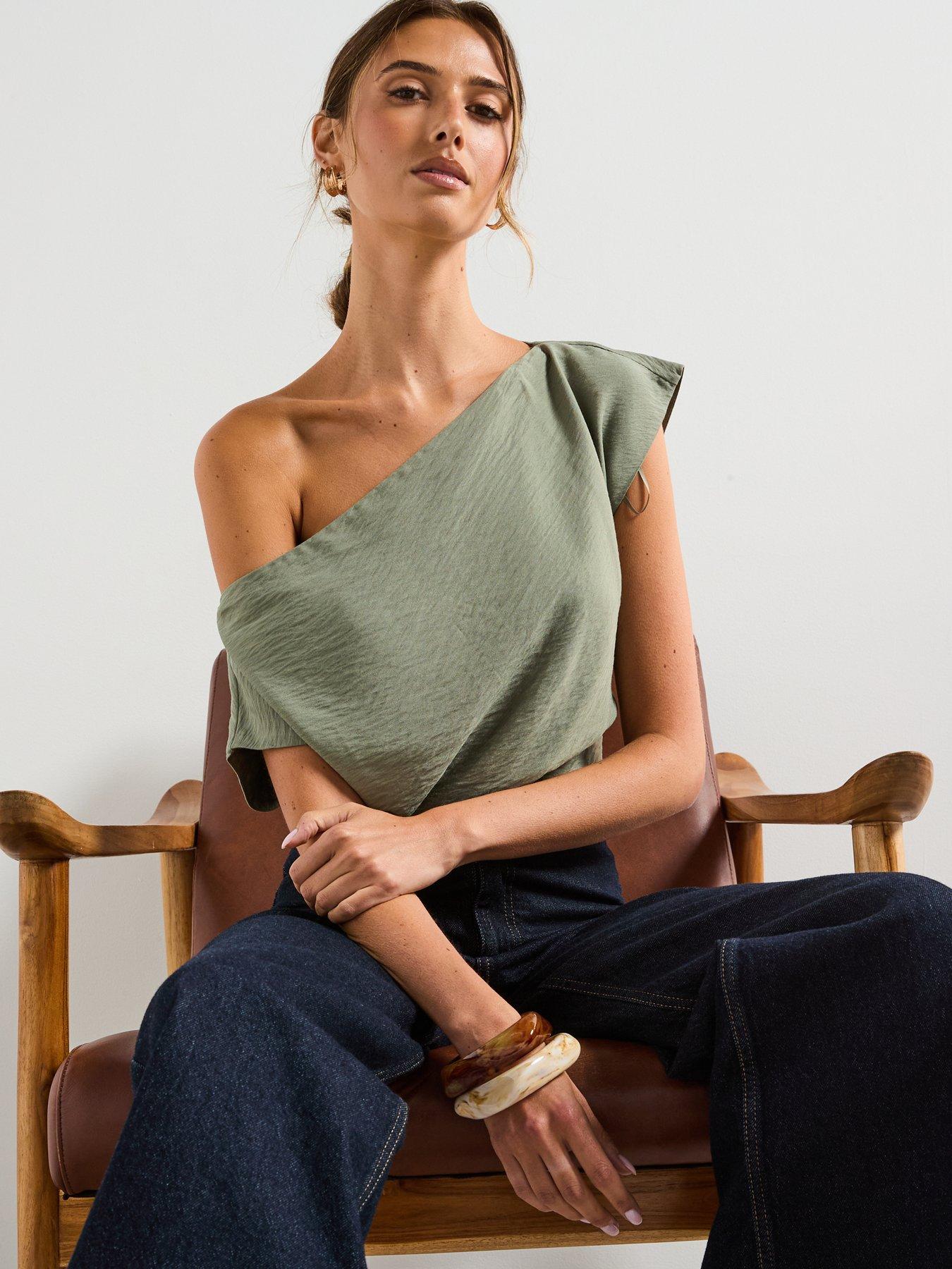 Image 6 of 6 of Mango Modal Blouse with Asymmetrical Collar - Blue