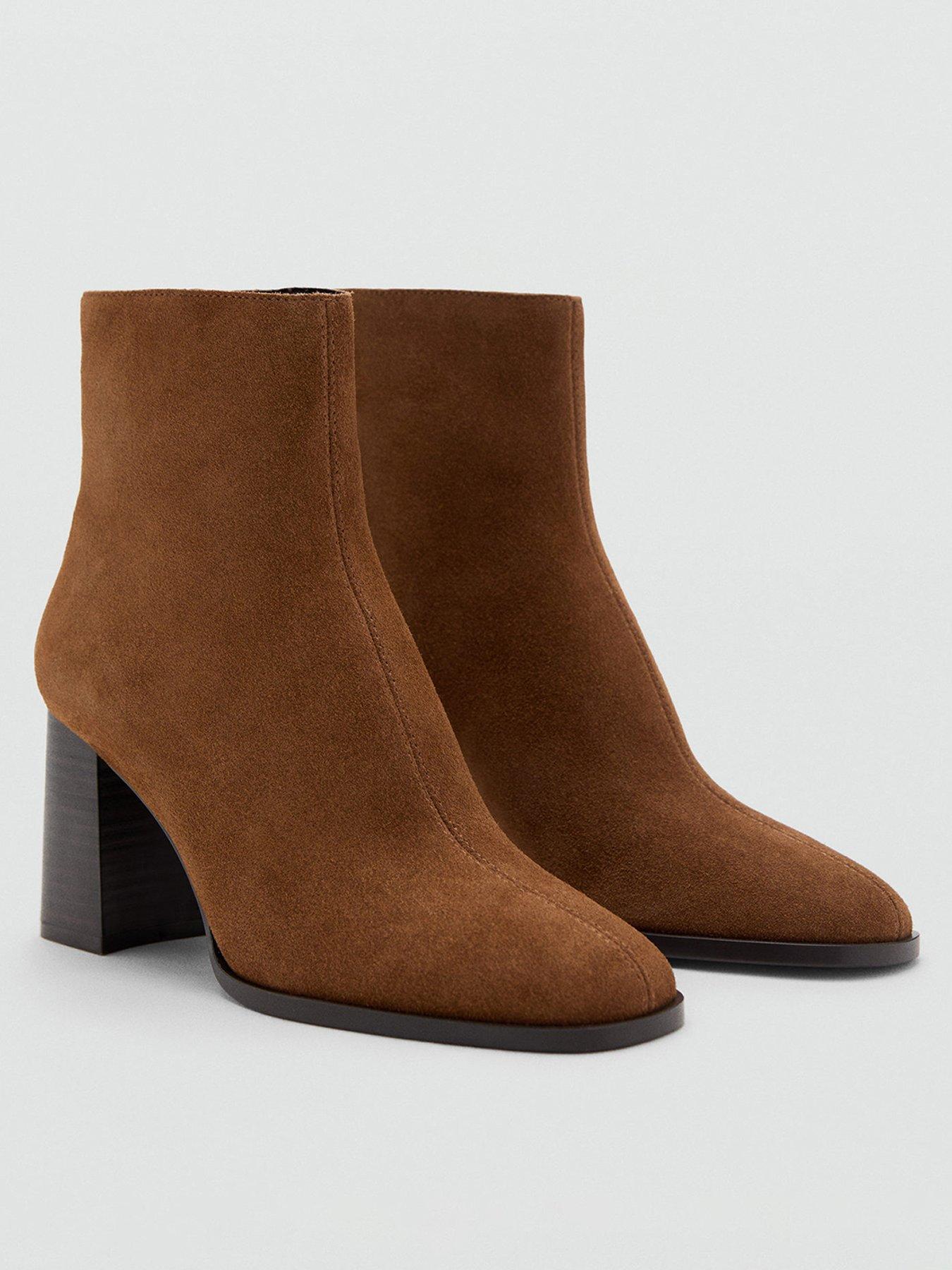 Image 1 of 4 of Mango Suede Ankle Boots - Brown