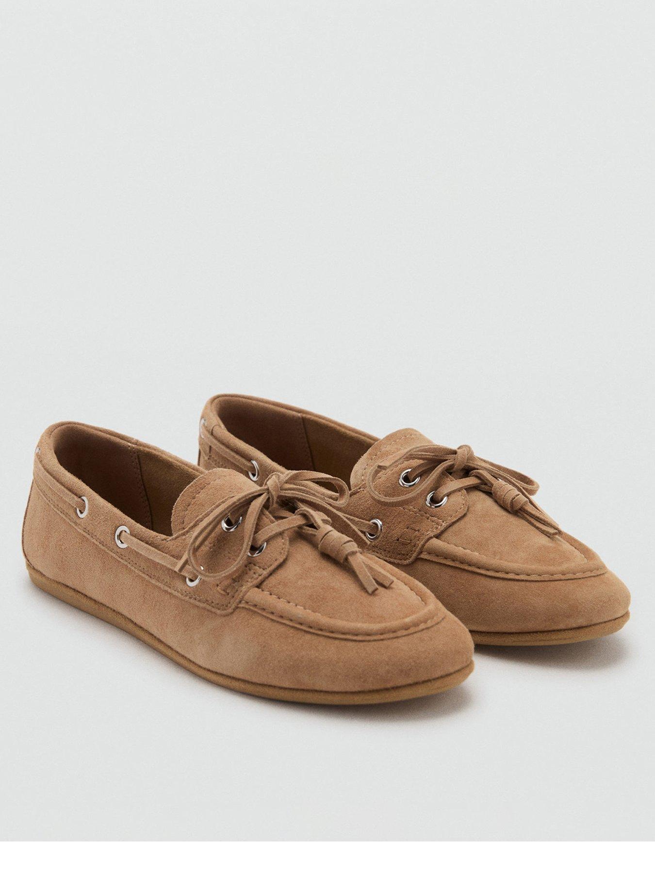 undefined Faux Suede Tassel Loafers - Beige