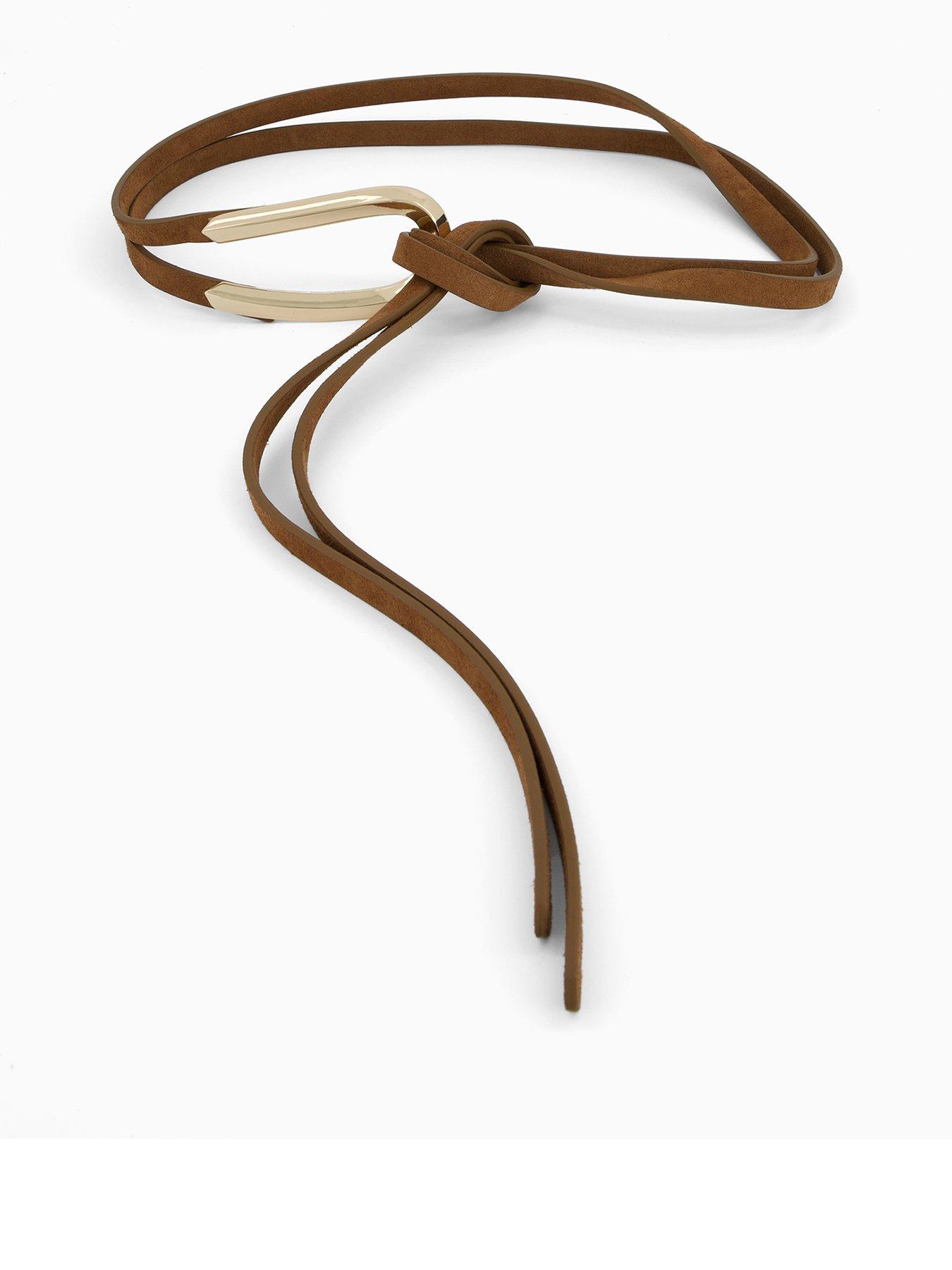 undefined Thin Suede Leather Belt - Brown