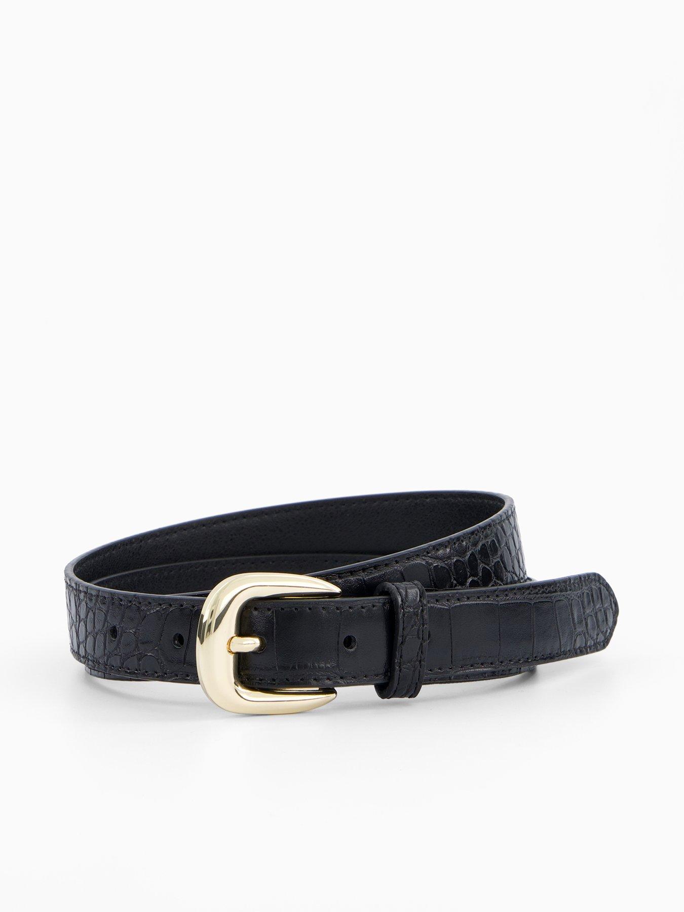 Mango Croc Leather Effect Belt - Black