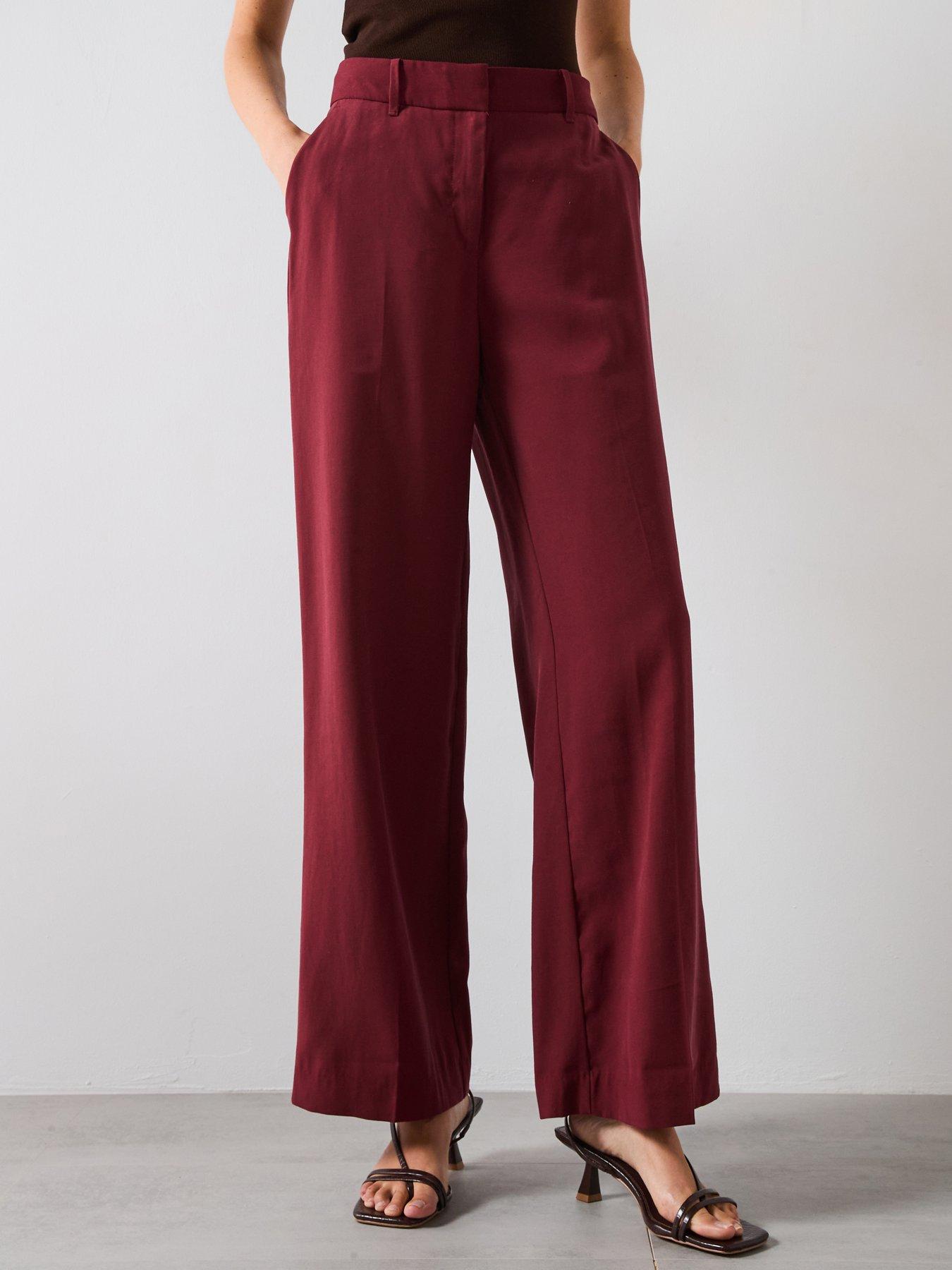 undefined Straight Mid Rise Trousers - Red