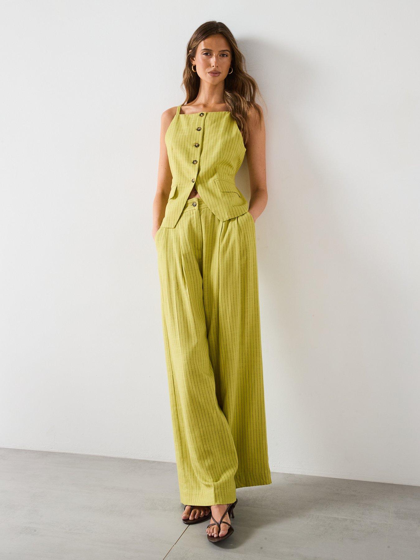 Image 3 of 6 of Mango Buttons Striped Top - Green