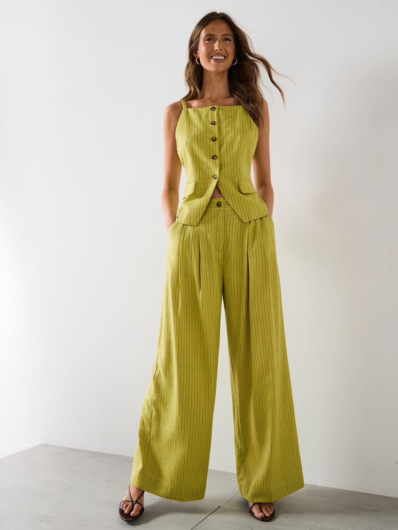 Image 5 of 6 of Mango Buttons Striped Top - Green