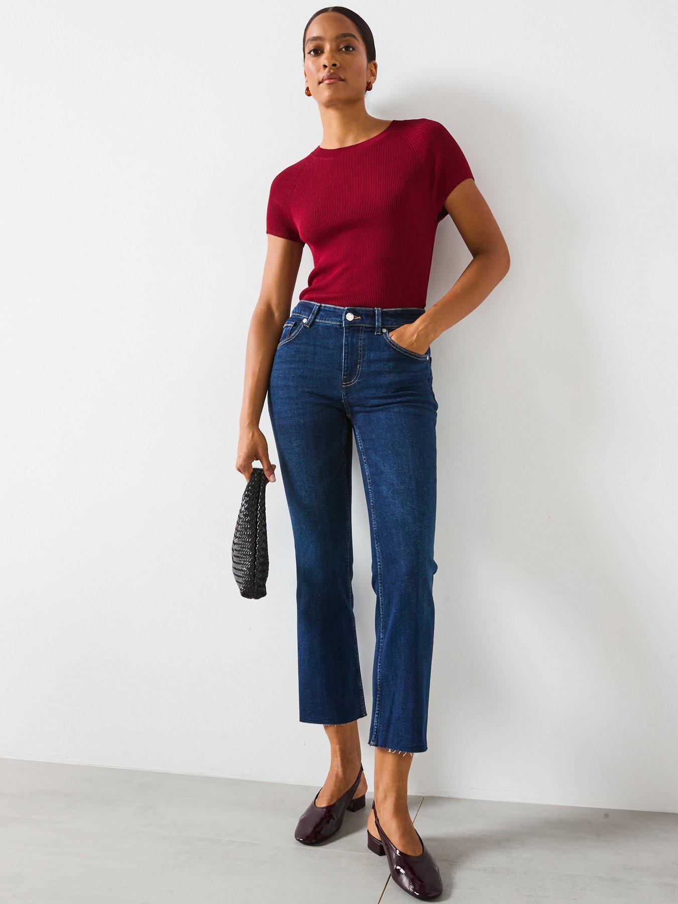 Mango Sienna Flared Cropped Jeans Blue Very