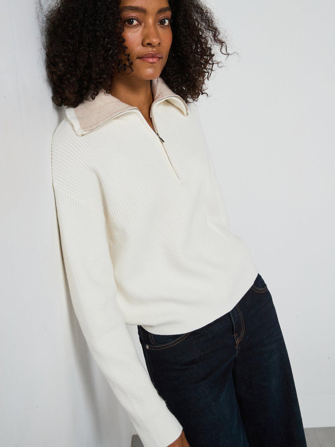 undefined Contrast Collar Zip Jumper