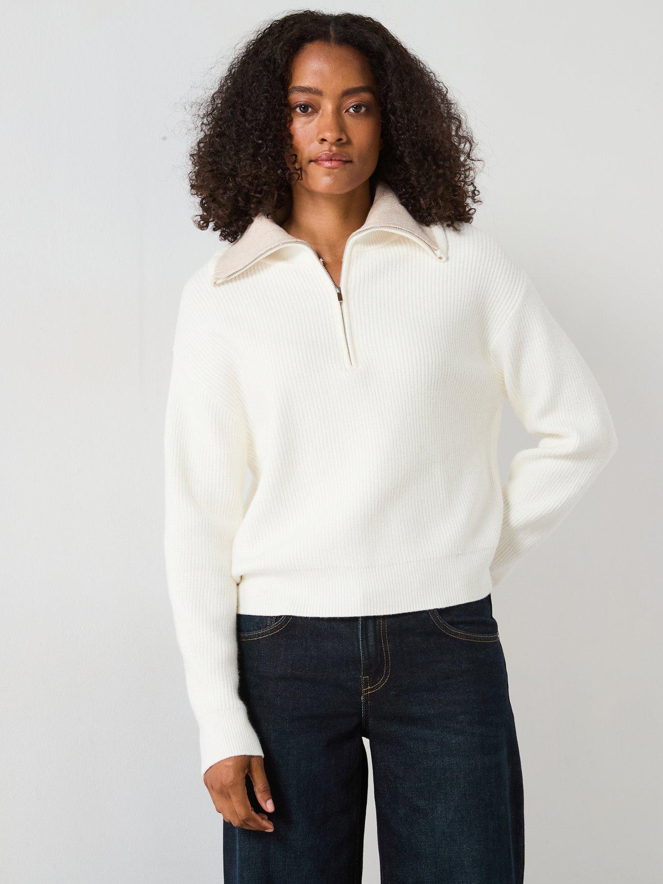 Mango Contrast Collar Zip Jumper | Very