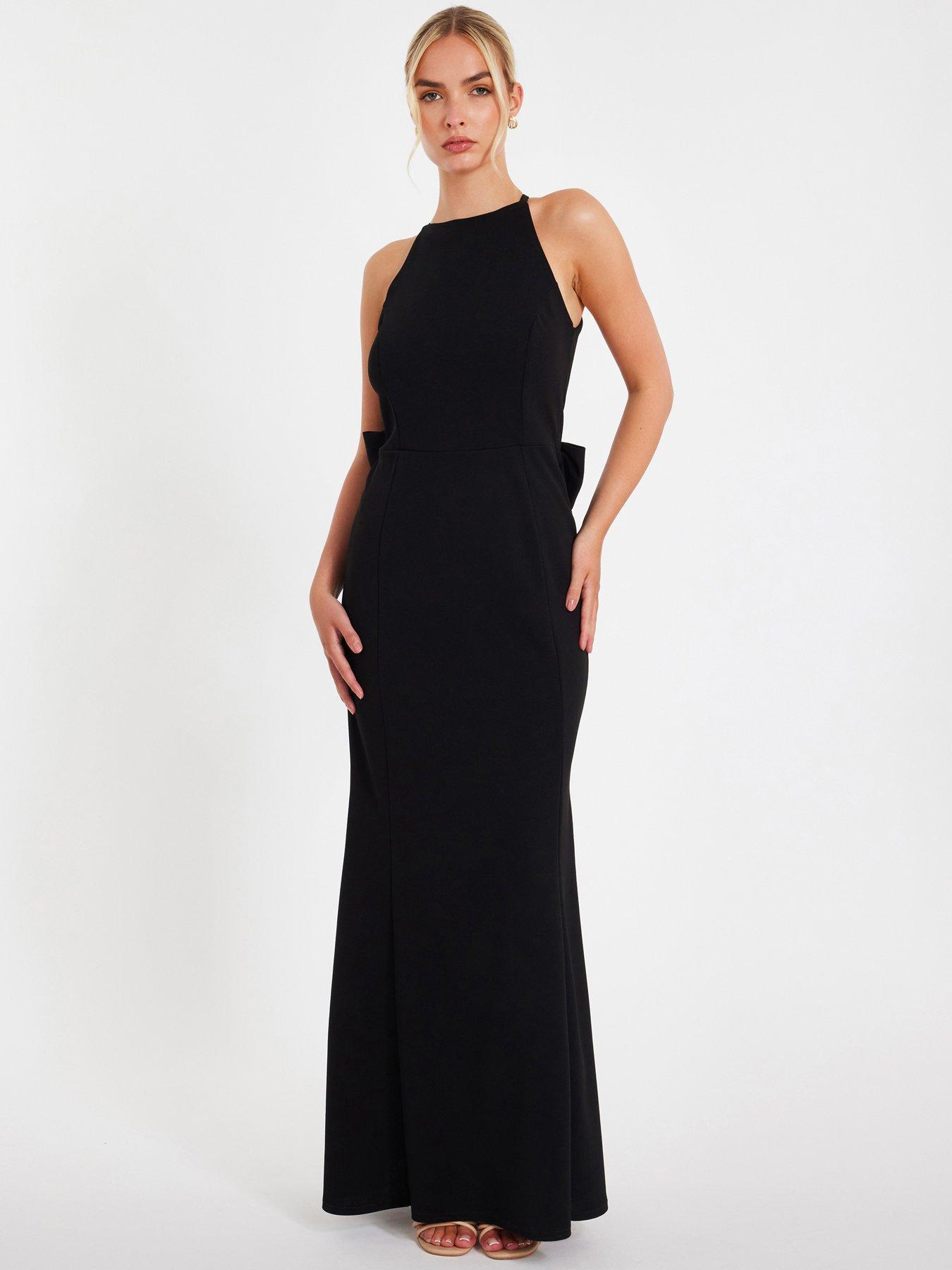 undefined Black Halter Neck Fishtail Maxi Dress