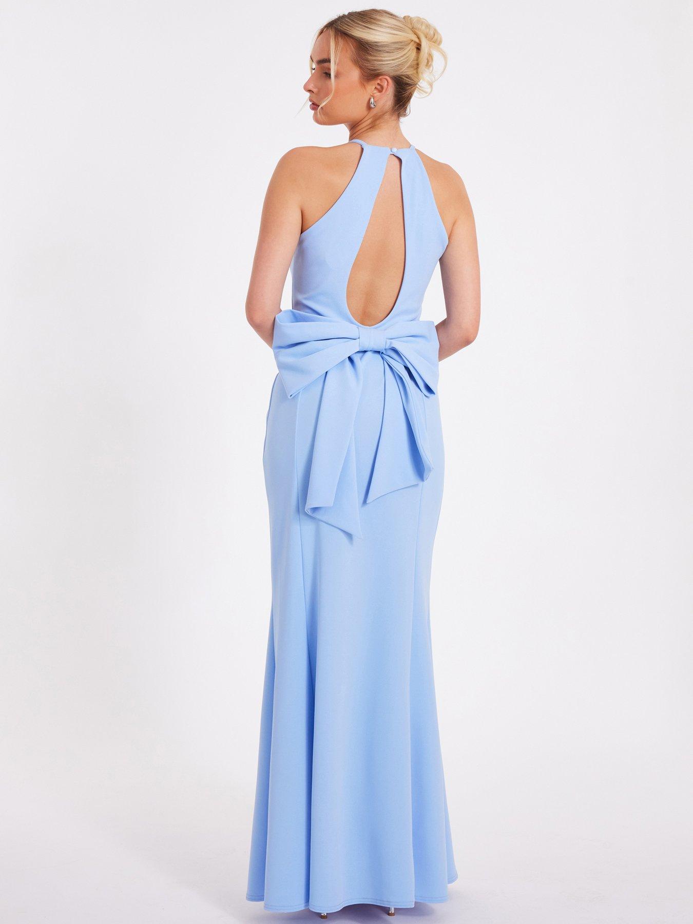 Quiz Blue Halter Neck Fishtail Maxi Dress | Very