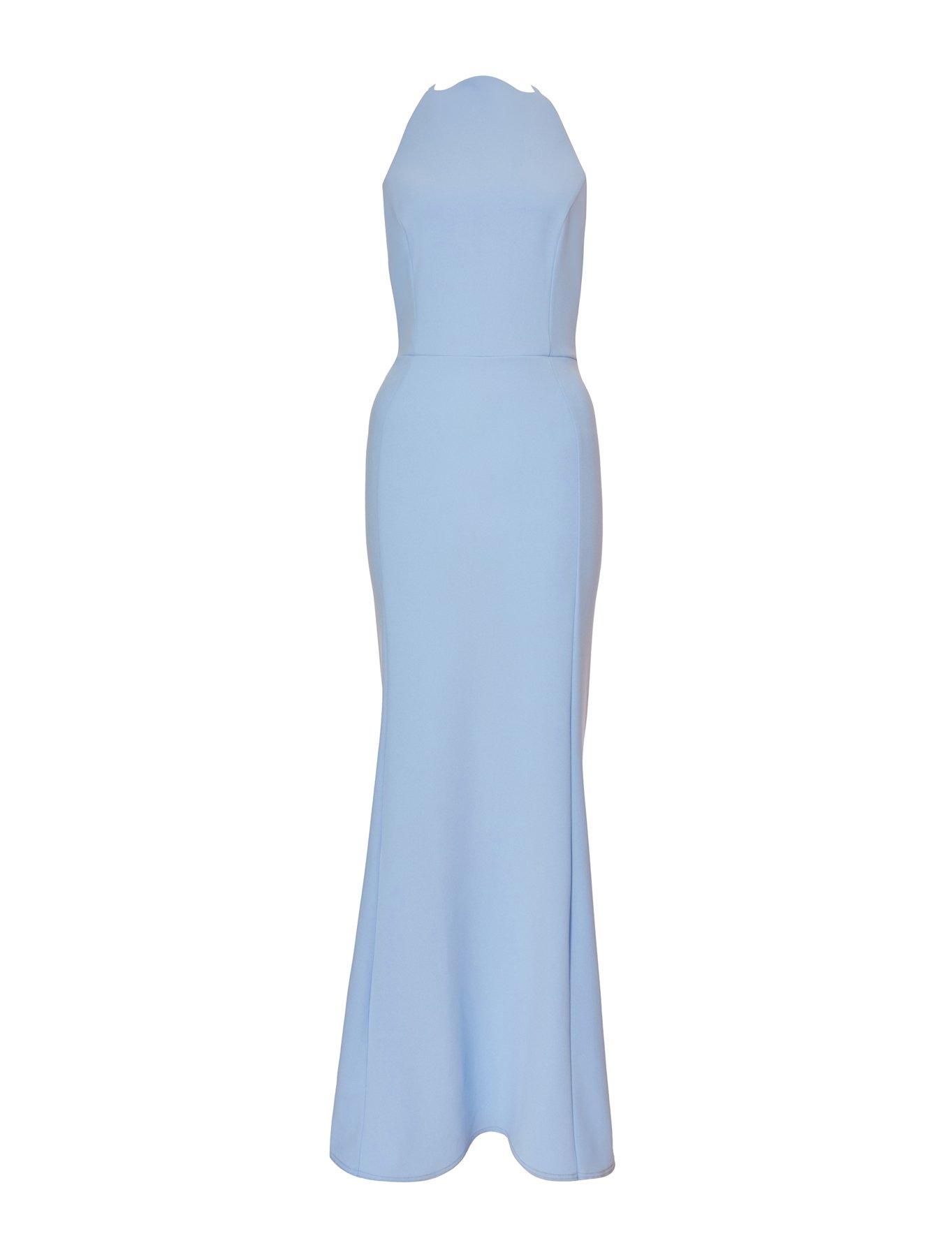 Quiz Blue Halter Neck Fishtail Maxi Dress | Very