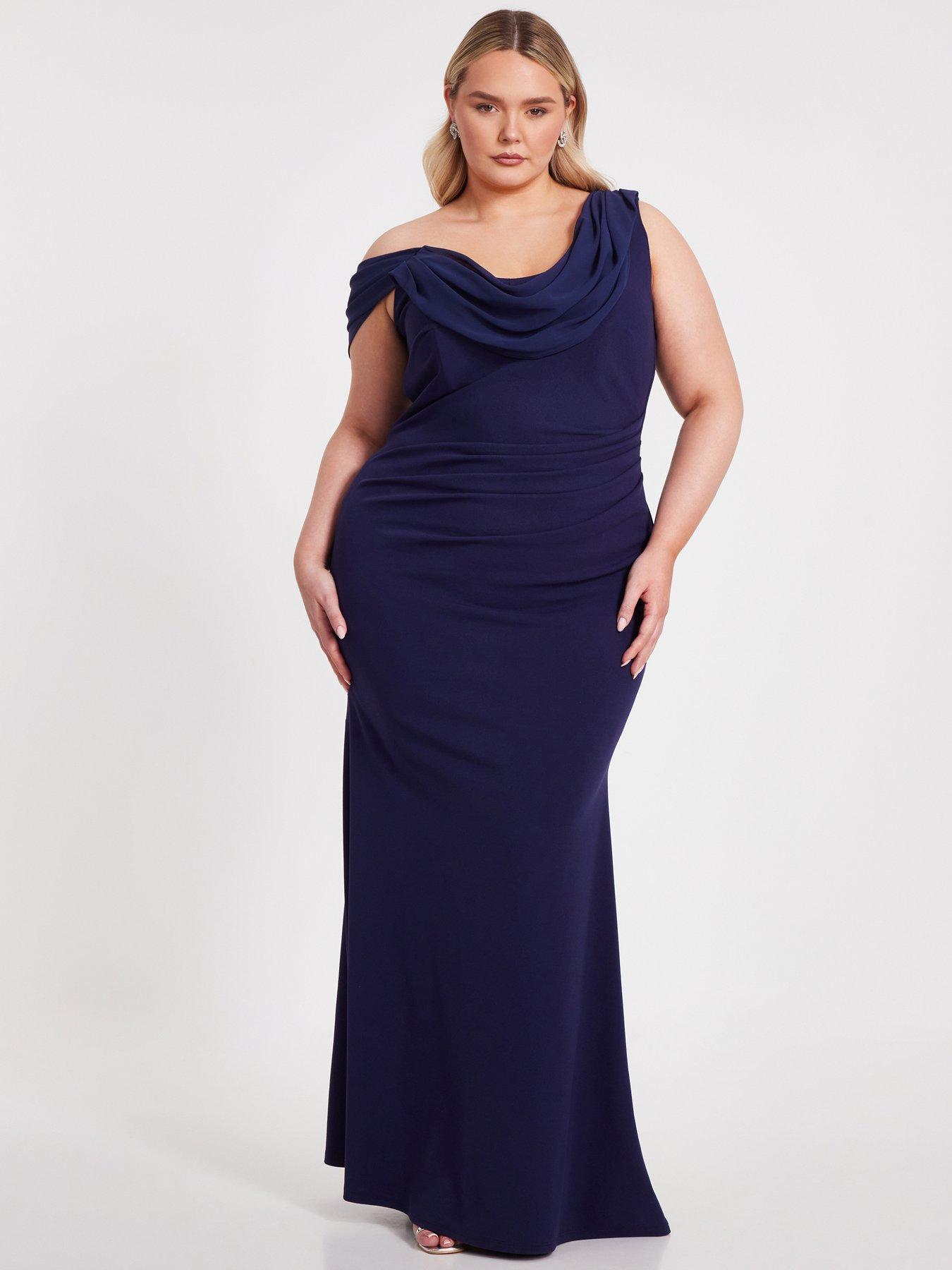 undefined Curve Navy Drop Sleeve Maxi Dress
