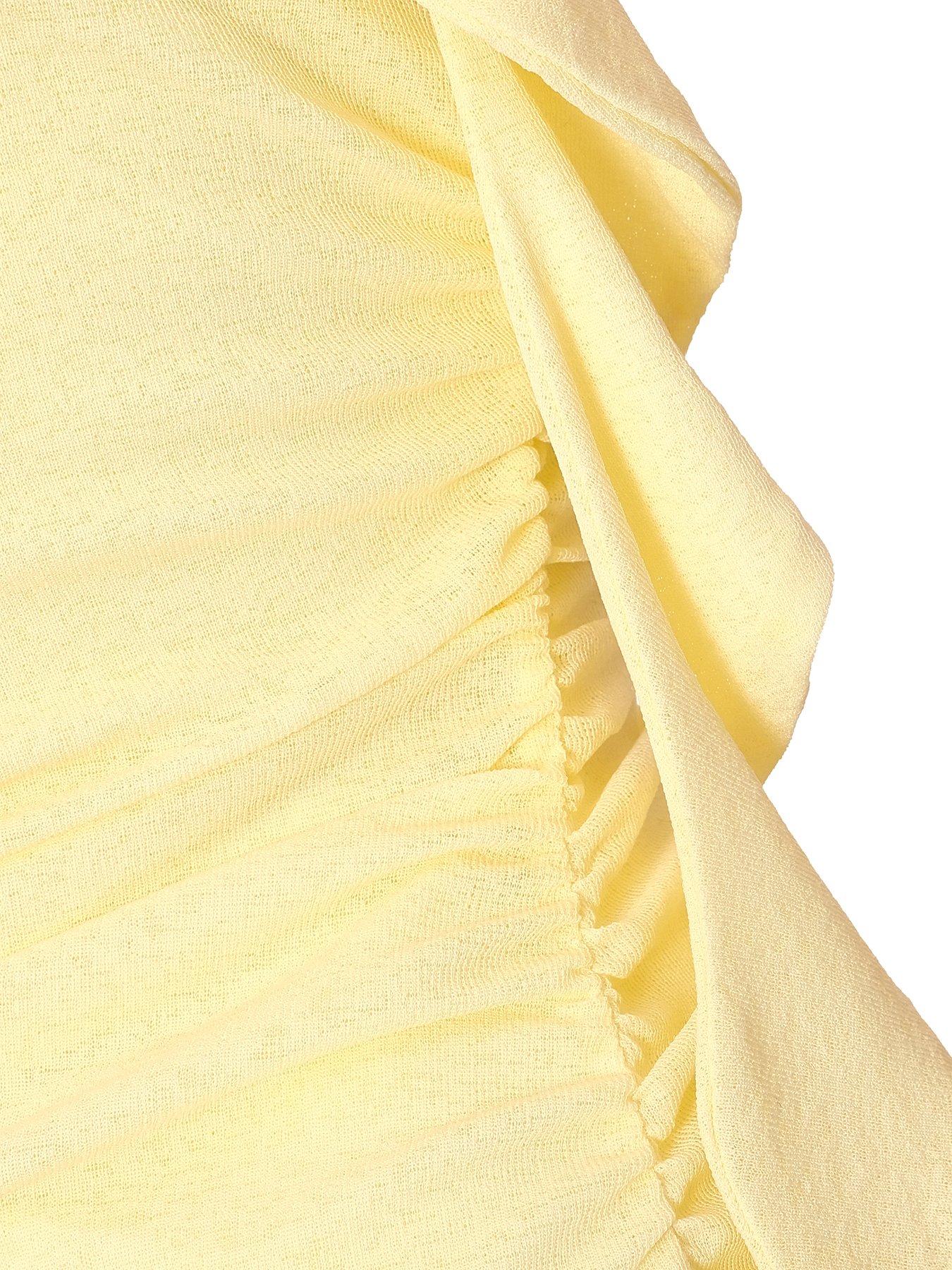 Image 6 of 6 of Quiz Light Yellow Frill Detail Midi Dress