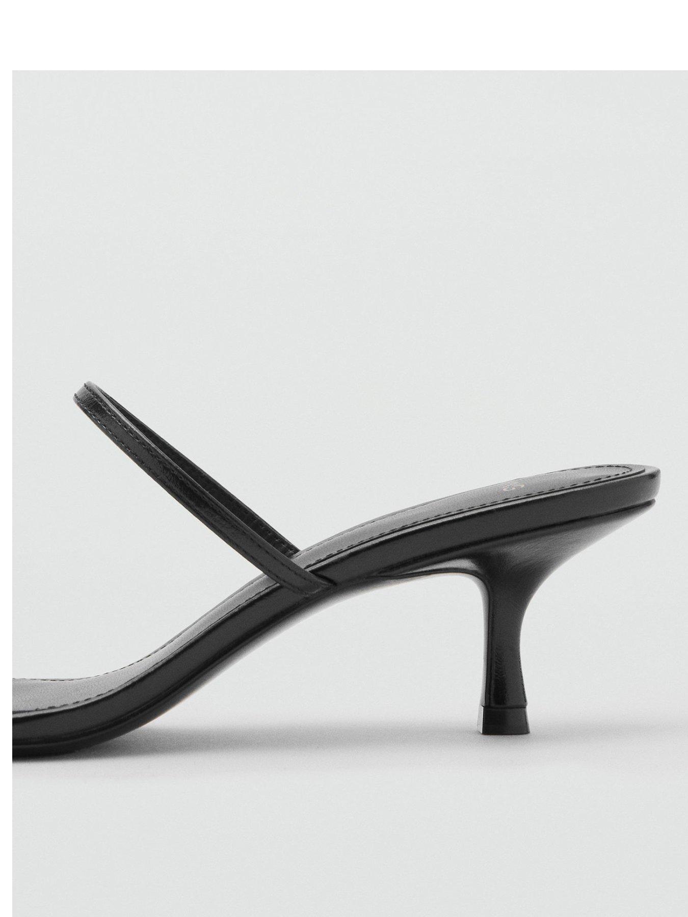Image 3 of 8 of Mango Heeled Sandals with Metallic Detail - Black