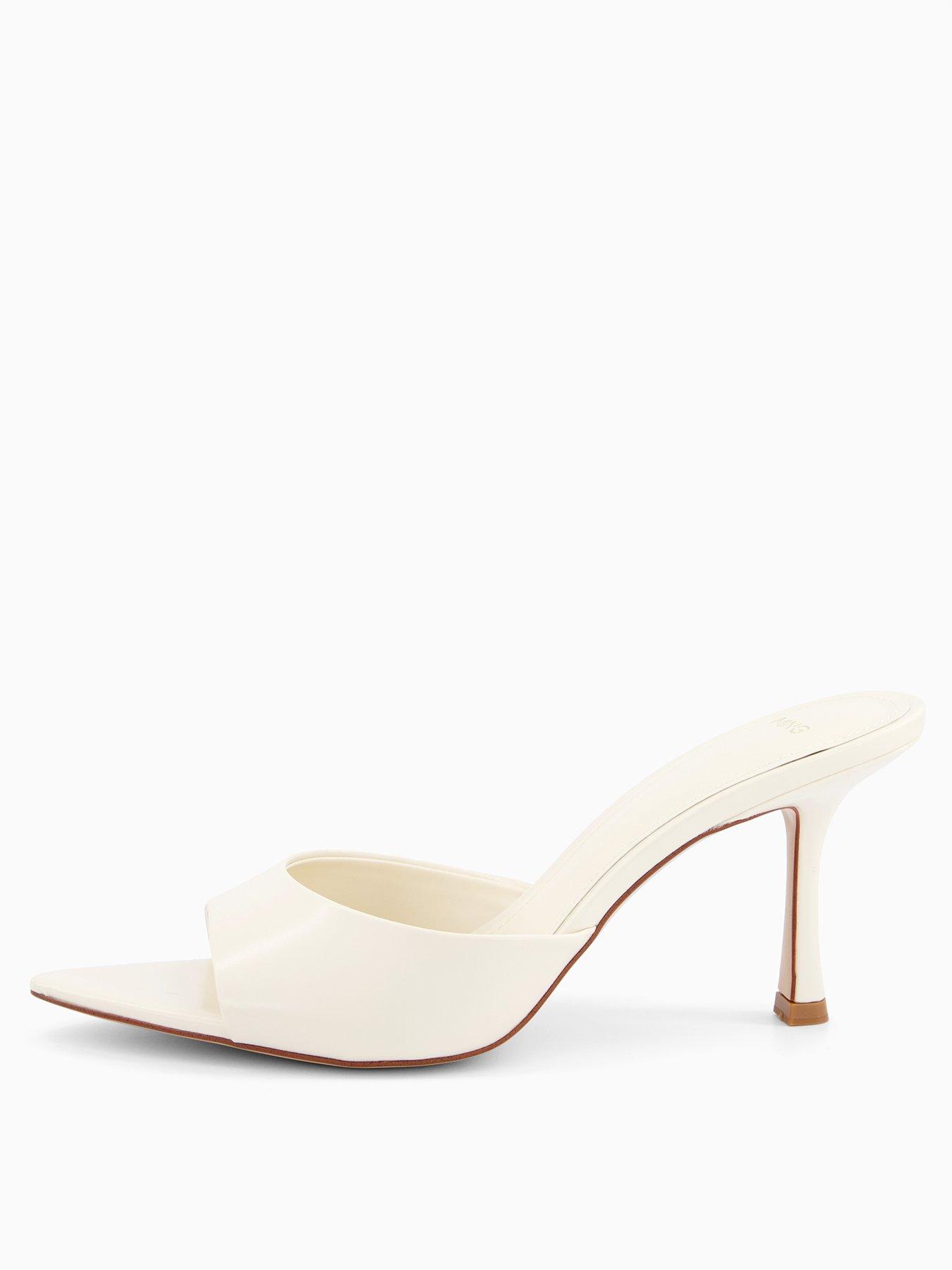 Image 2 of 7 of Mango Pointed Heel Sandals - White