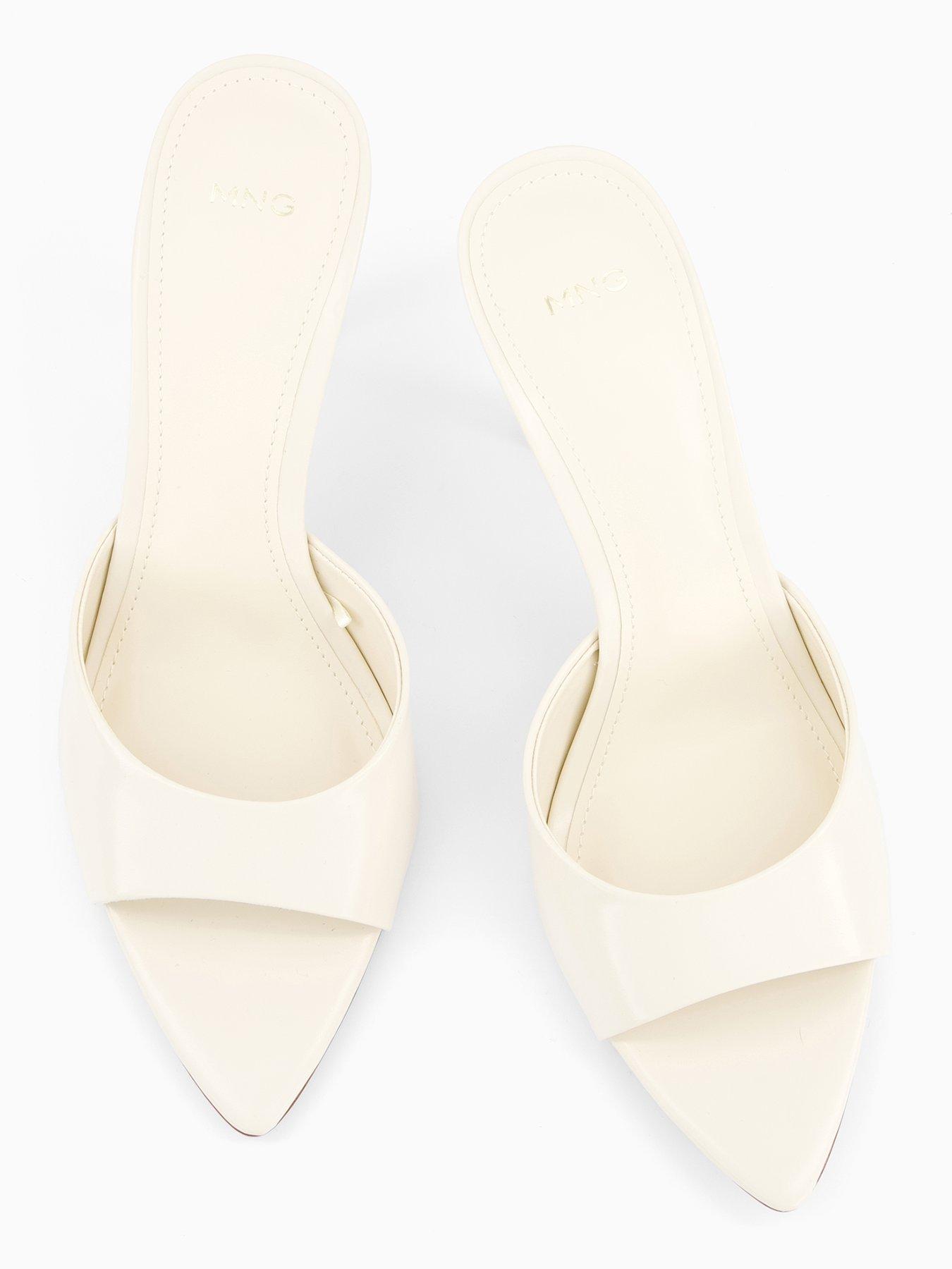 Image 3 of 7 of Mango Pointed Heel Sandals - White