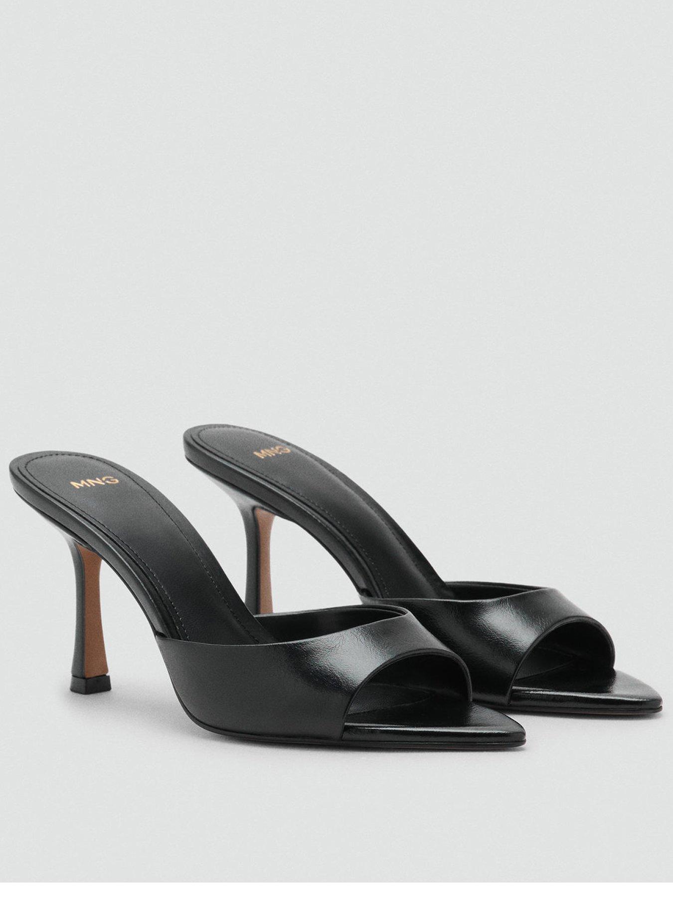 Mango Pointed Heel Sandals - Black