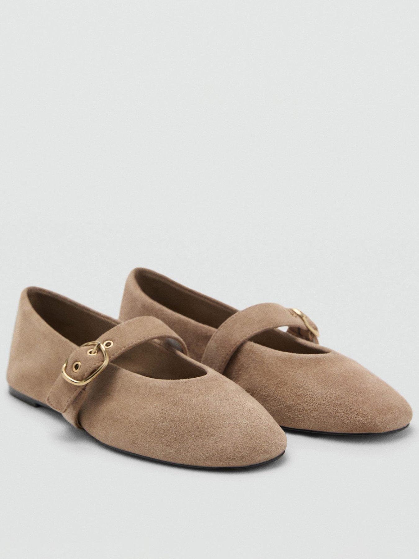Mango Suede Leather Ballerina Flat