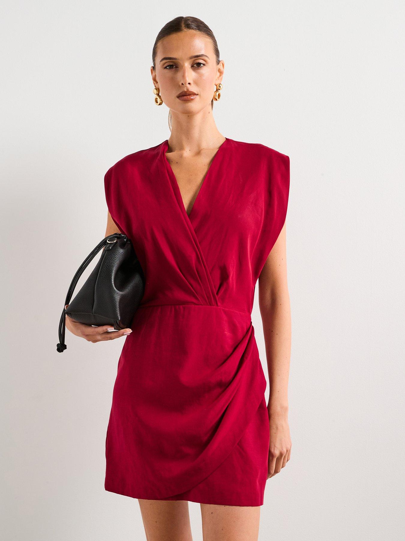 undefined Lyocell Wrap Dress - Red