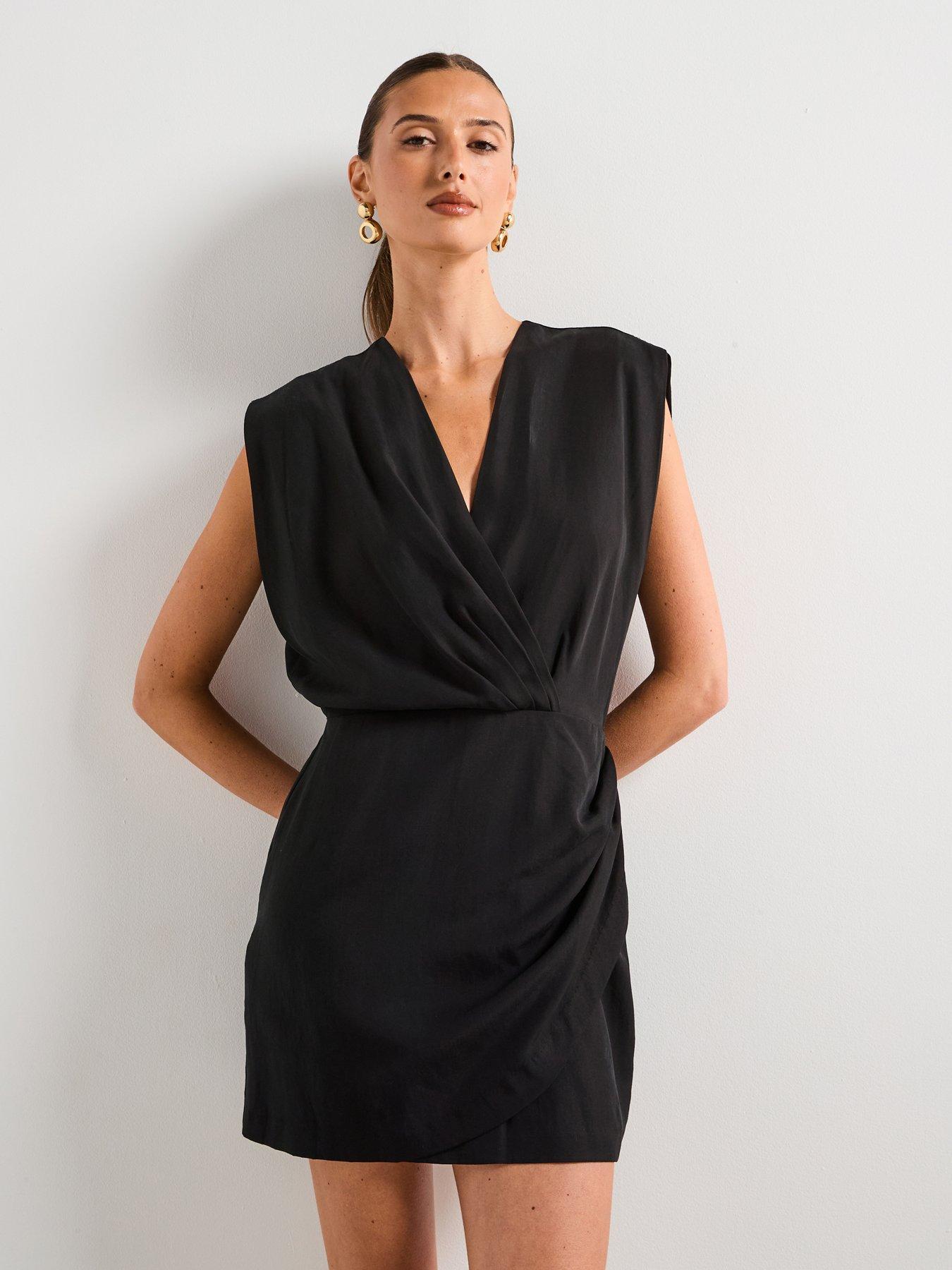 undefined Lyocell Wrap Dress - Black