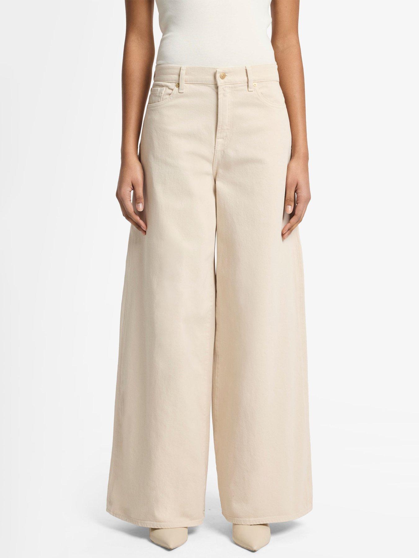 Image 1 of 6 of 7 FOR ALL MANKIND Marie Wide Leg Jeans - Cream