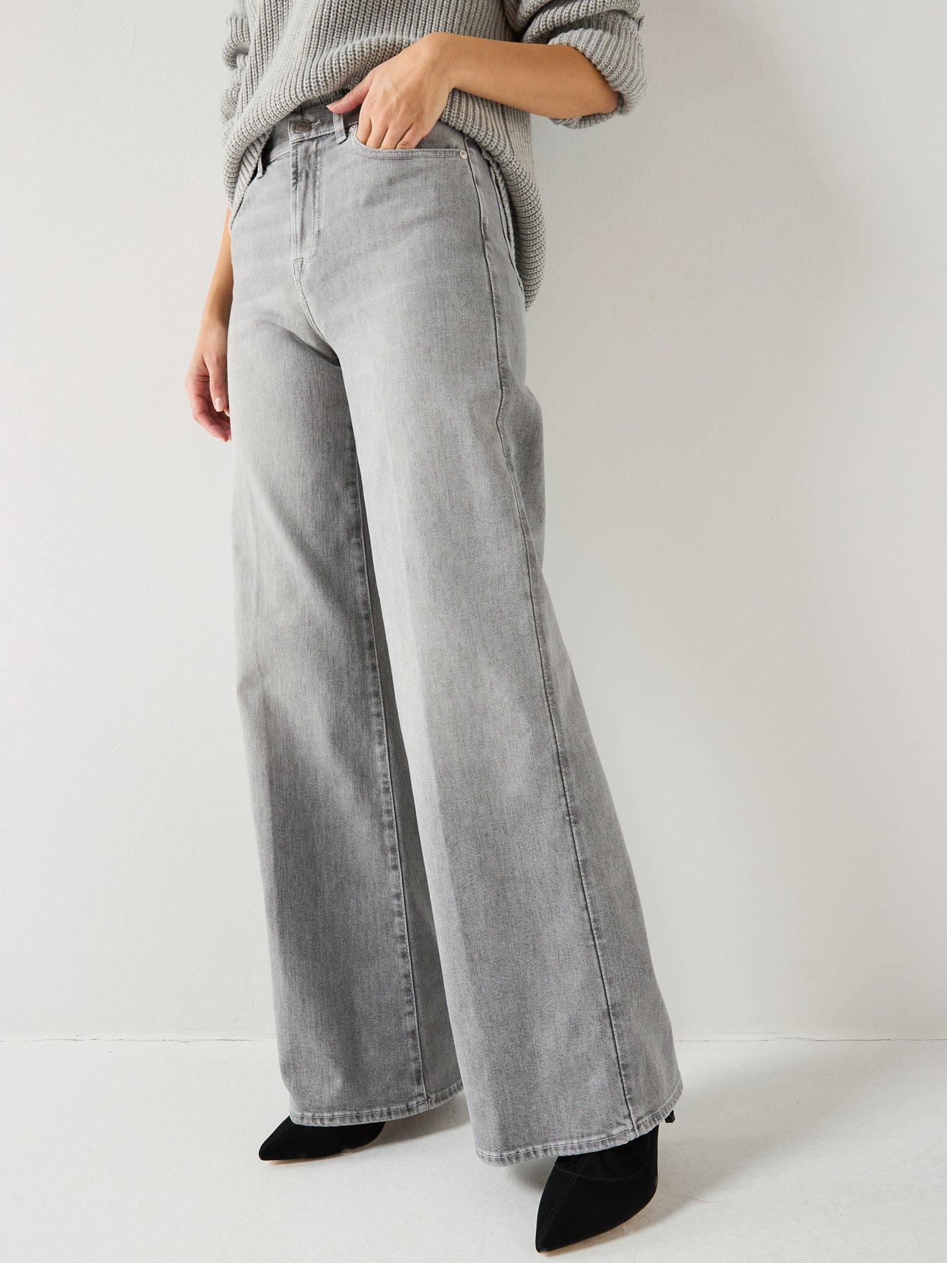 Image 1 of 6 of 7 FOR ALL MANKIND Lotta Wide Leg Jeans - Grey