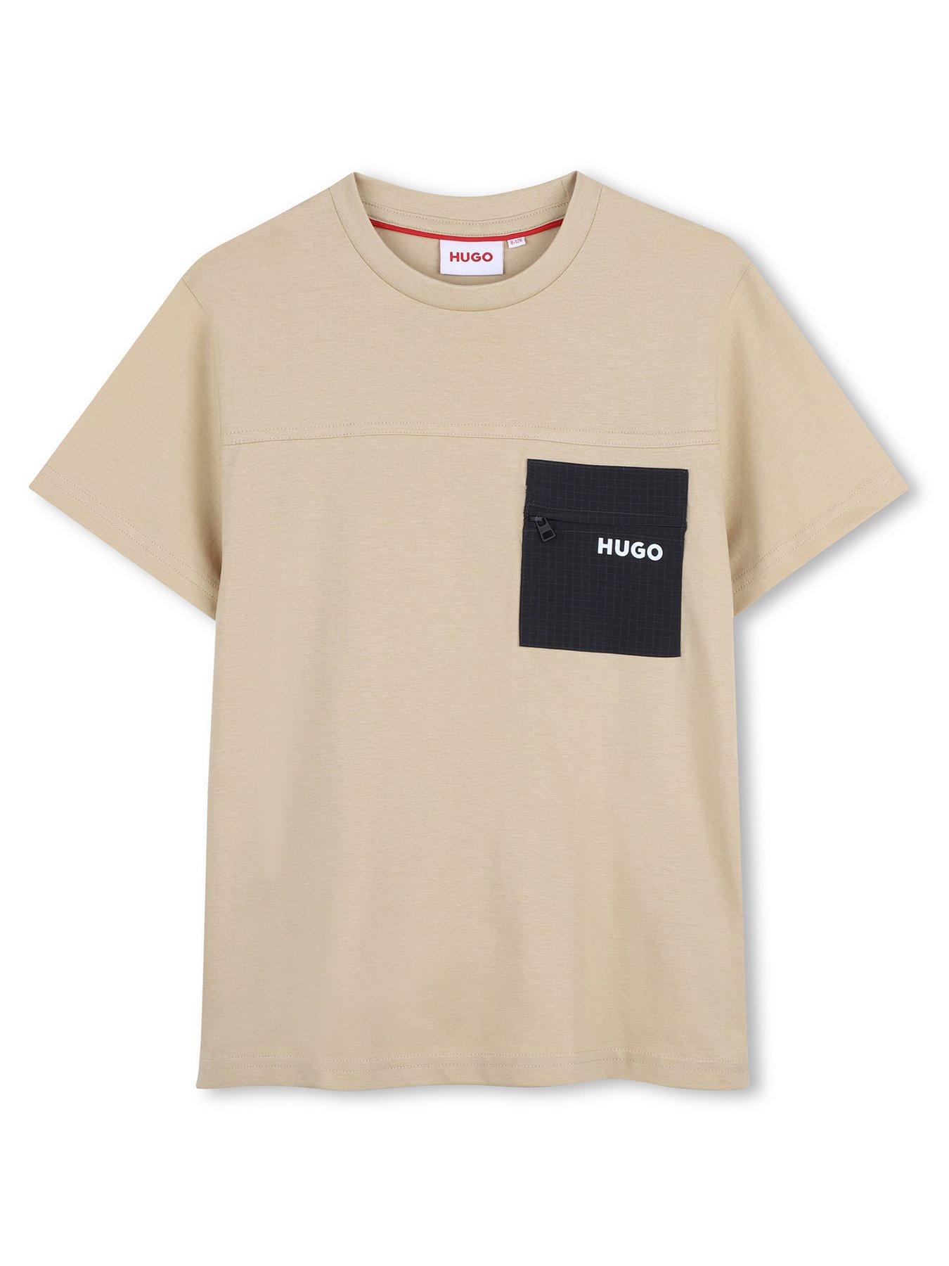 hugo-boys-pocket-logo-t-shirt-beige