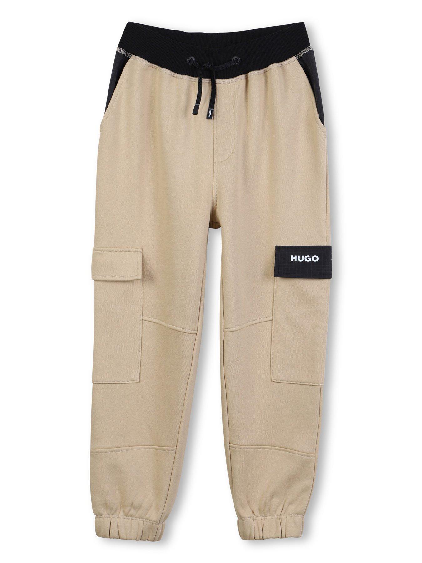 Hugo Boys Logo Pocket Sweat Pants - Beige