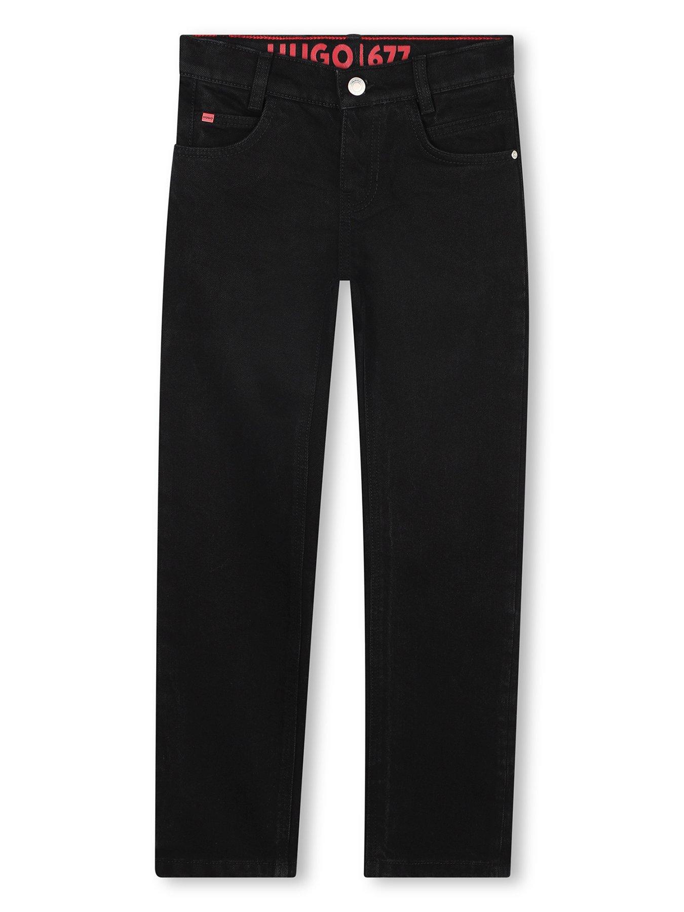 HUGO Boys Regular Fit Jeans, Black, Size Age: 5 Years