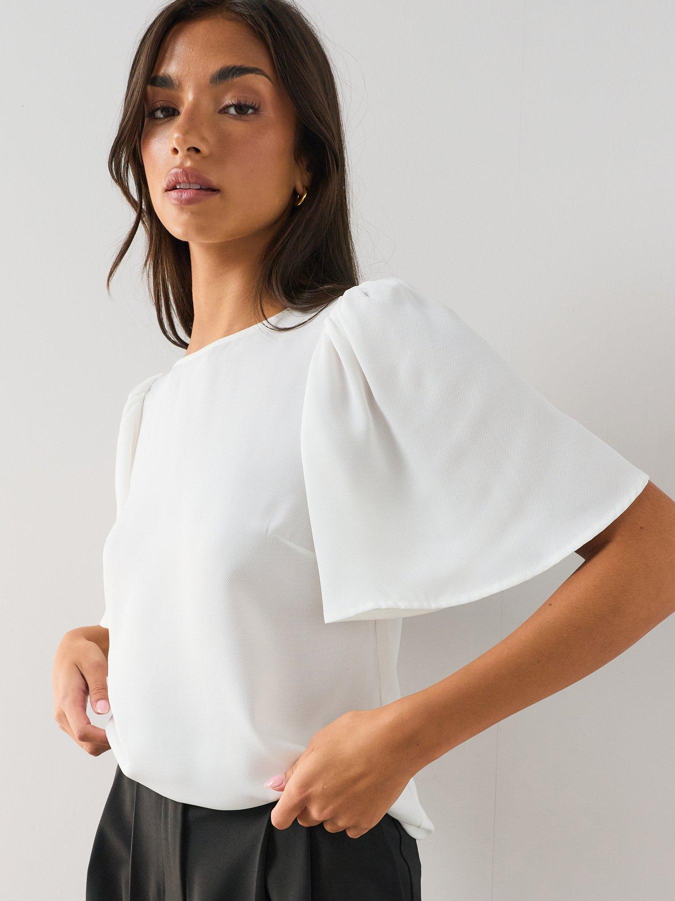 Image 1 of 7 of The Very Collection Tiered Sleeve Blouse - White