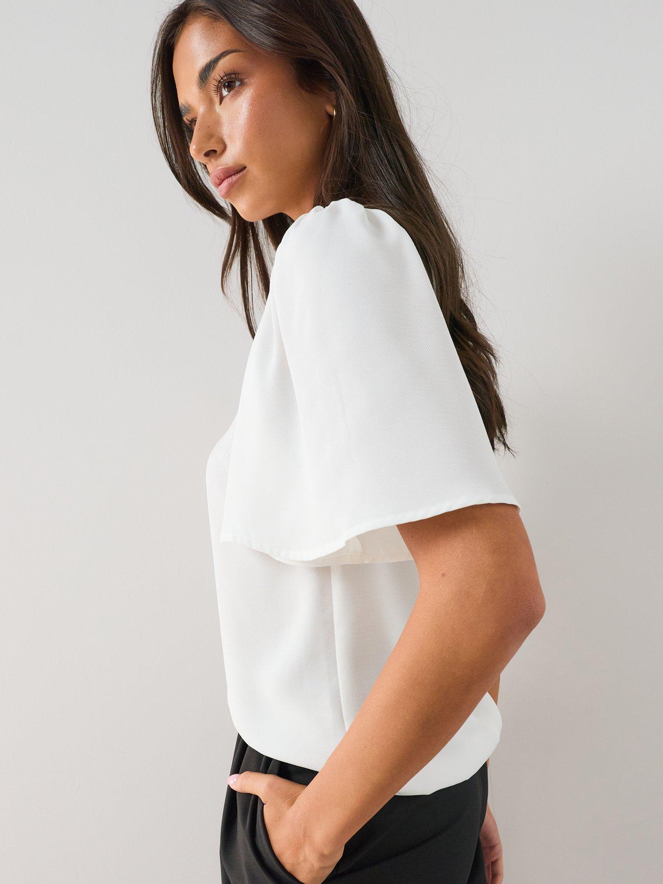 Image 4 of 7 of The Very Collection Tiered Sleeve Blouse - White